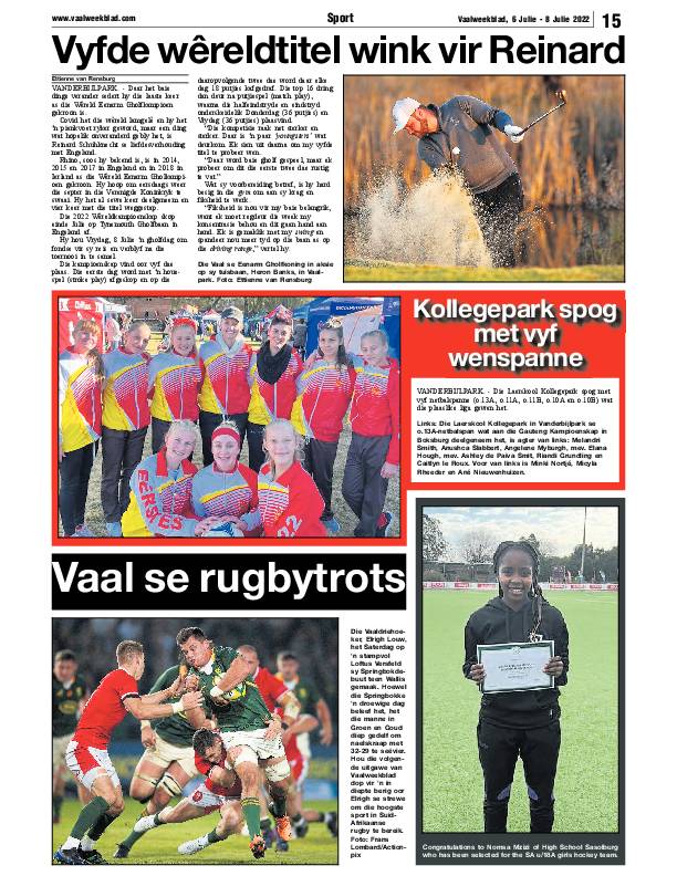 Vaalweekblad, 6 Julie – 8 Julie 2022 page 15