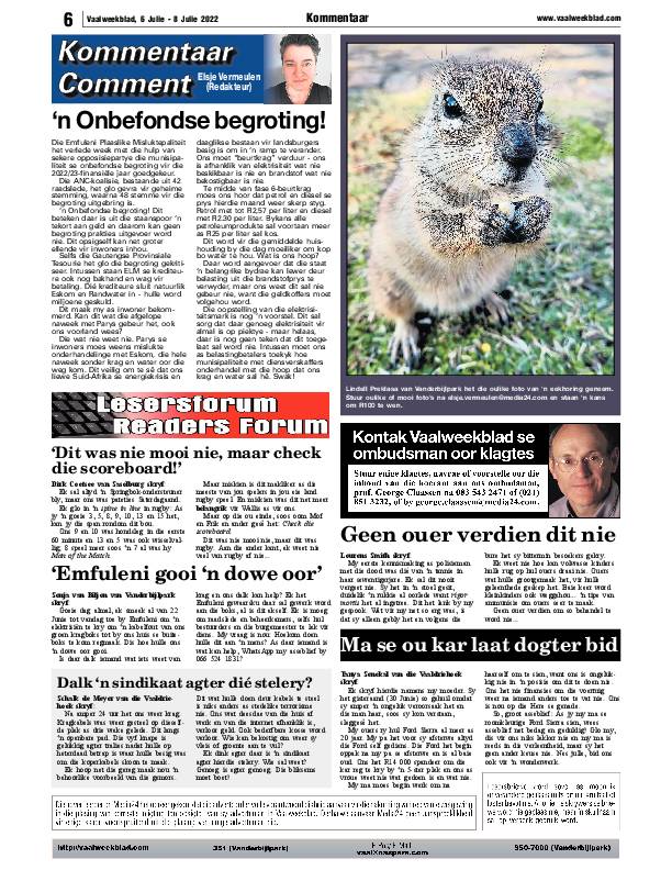 Vaalweekblad, 6 Julie – 8 Julie 2022 page 6