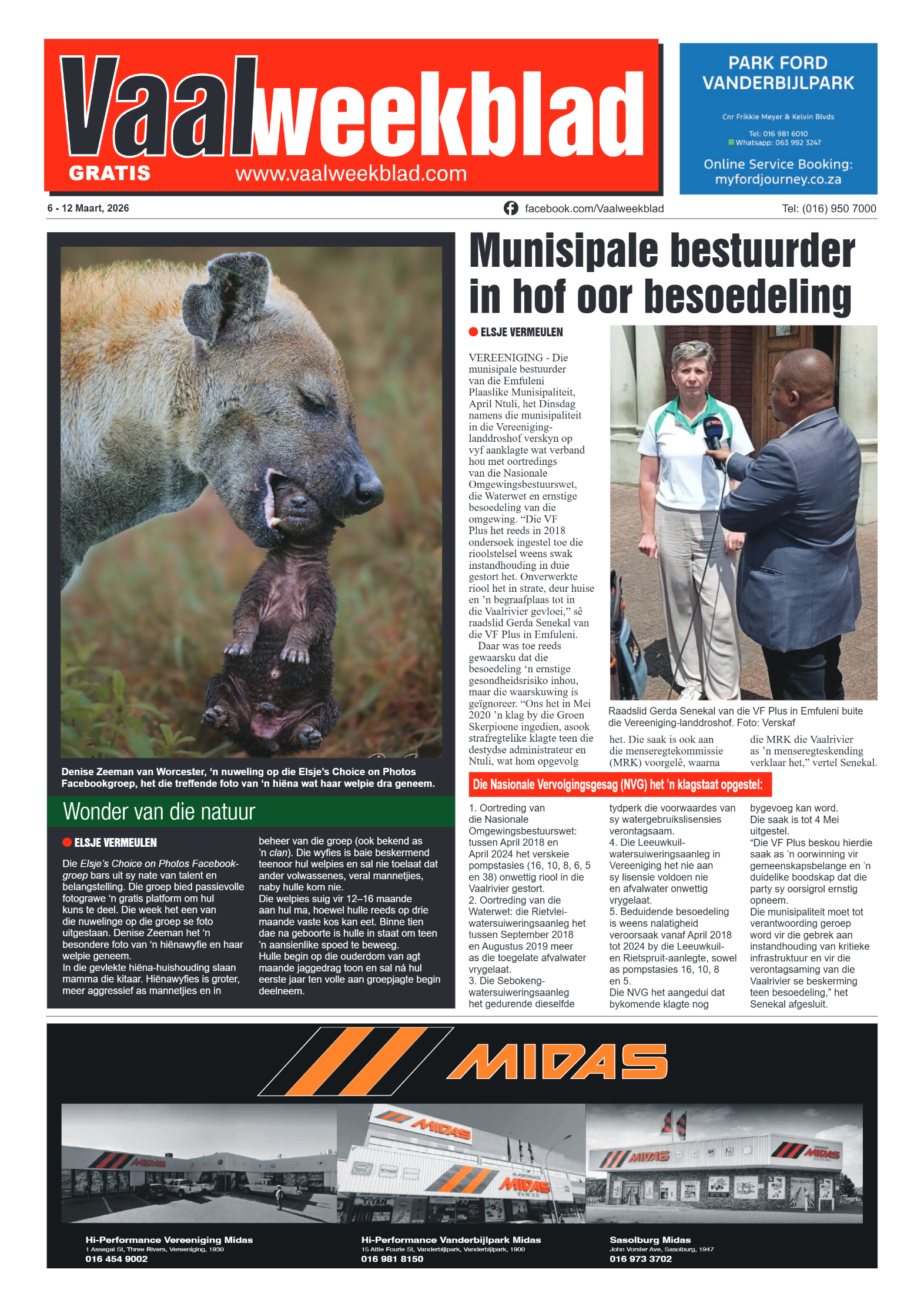 Vaalweekblad – 6 Maart page 1