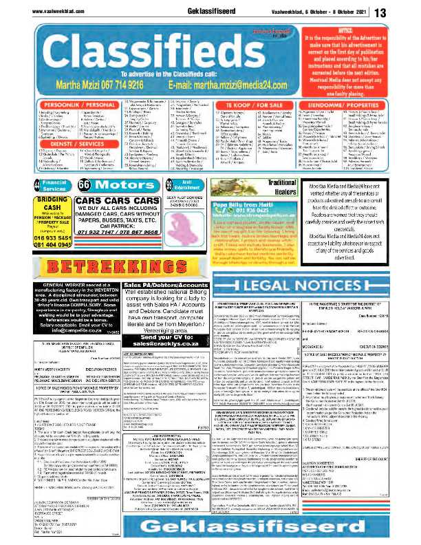 Vaalweekblad, 6 Oktober – 8 Oktober 2021 page 13