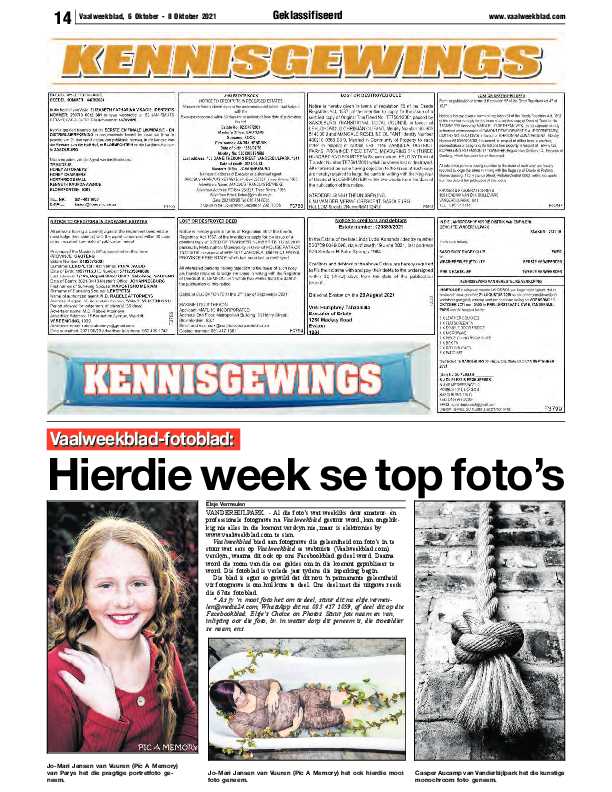 Vaalweekblad, 6 Oktober – 8 Oktober 2021 page 14