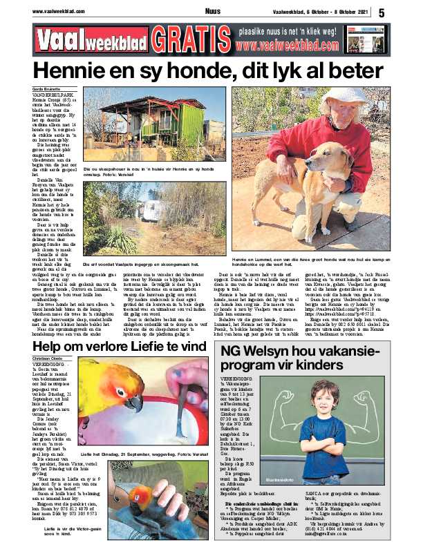 Vaalweekblad, 6 Oktober – 8 Oktober 2021 page 5