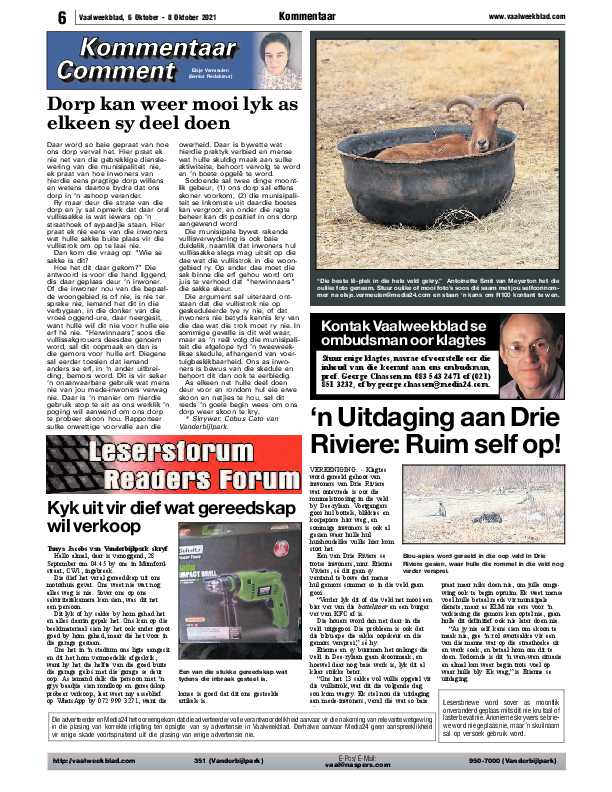 Vaalweekblad, 6 Oktober – 8 Oktober 2021 page 9