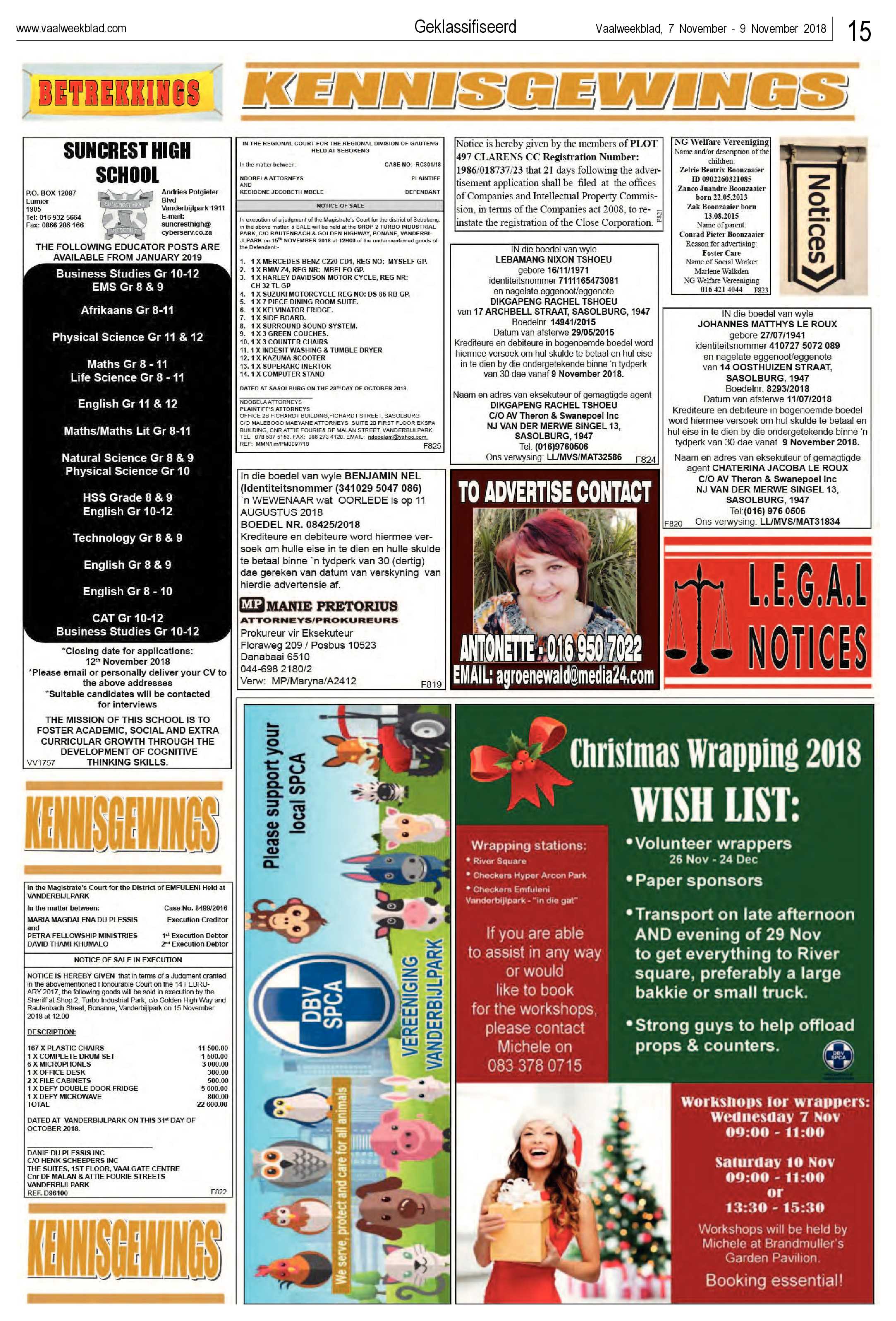 Vaalweekblad 7 – 9 November 2018 page 15