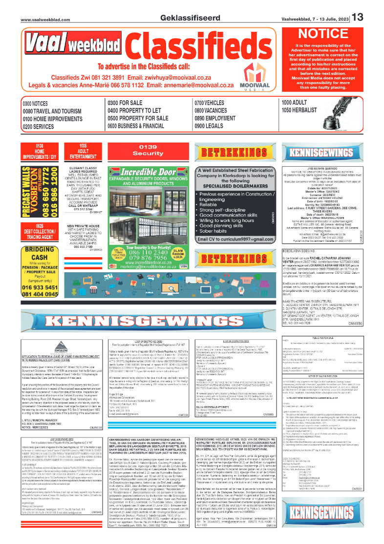 Vaalweekblad, 7 – 13 Julie, 2023 page 12