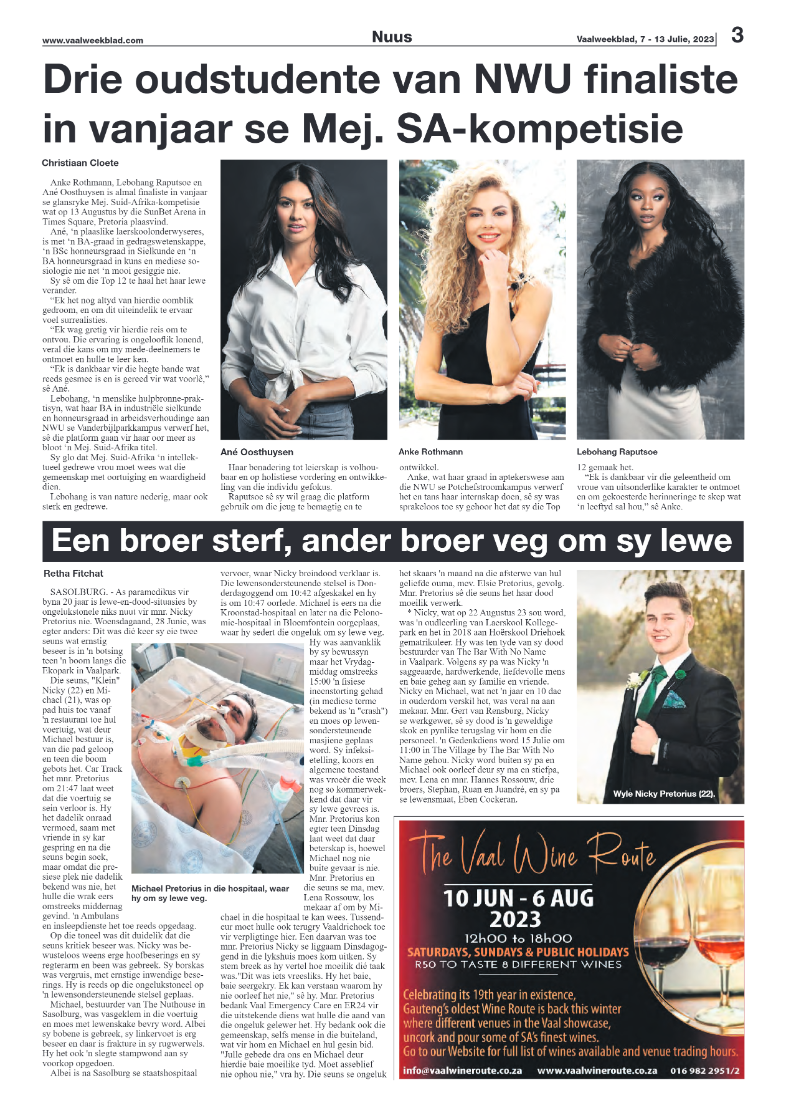 Vaalweekblad, 7 – 13 Julie, 2023 page 3