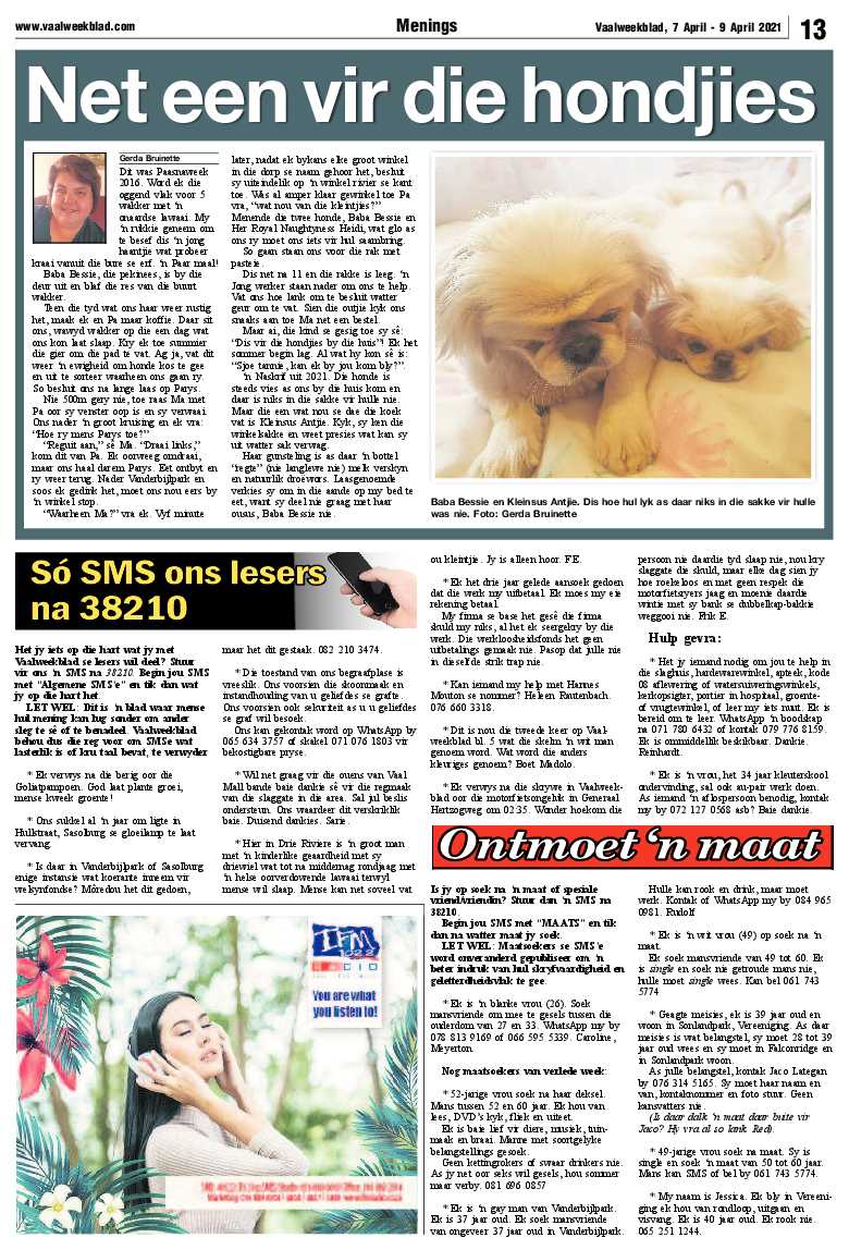 Vaalweekblad, 7 April – 9 April 2021 page 13