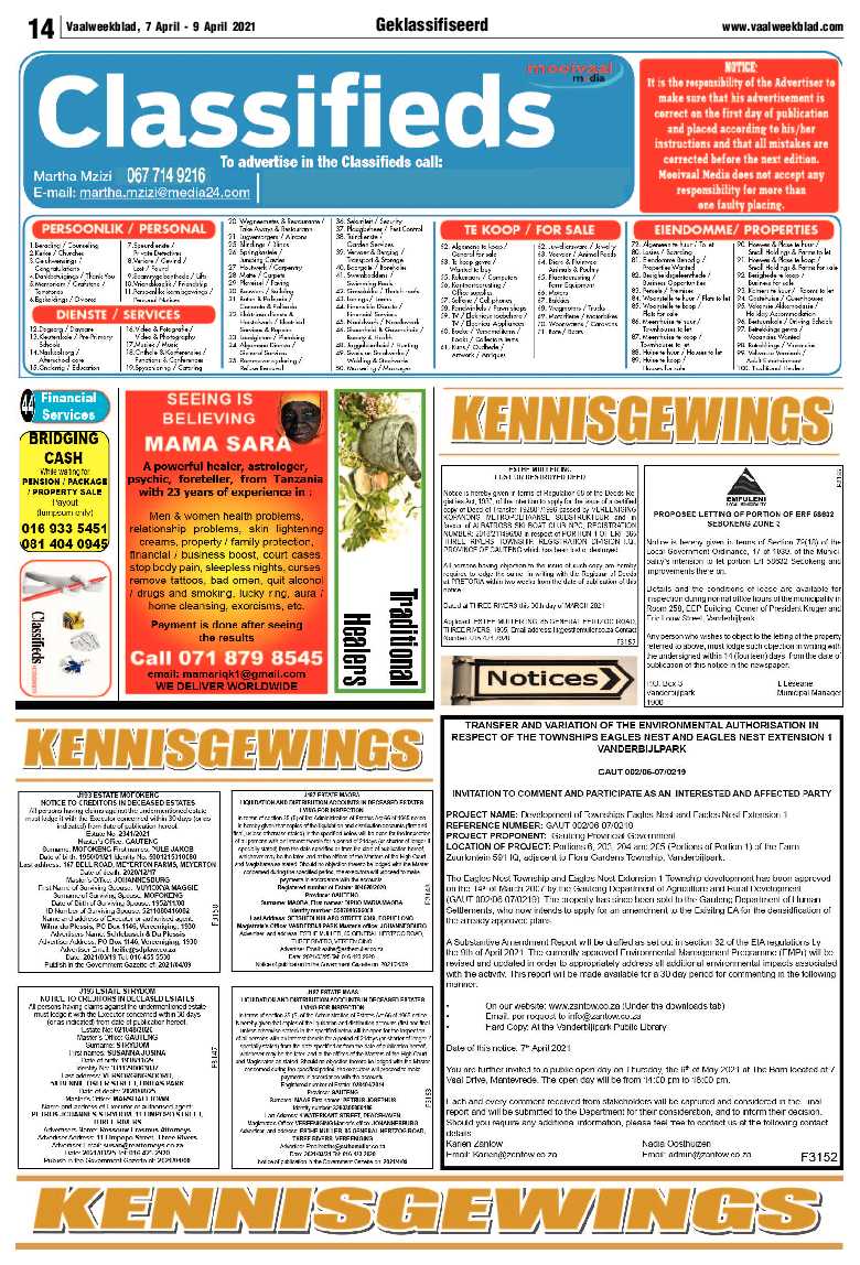 Vaalweekblad, 7 April – 9 April 2021 page 14