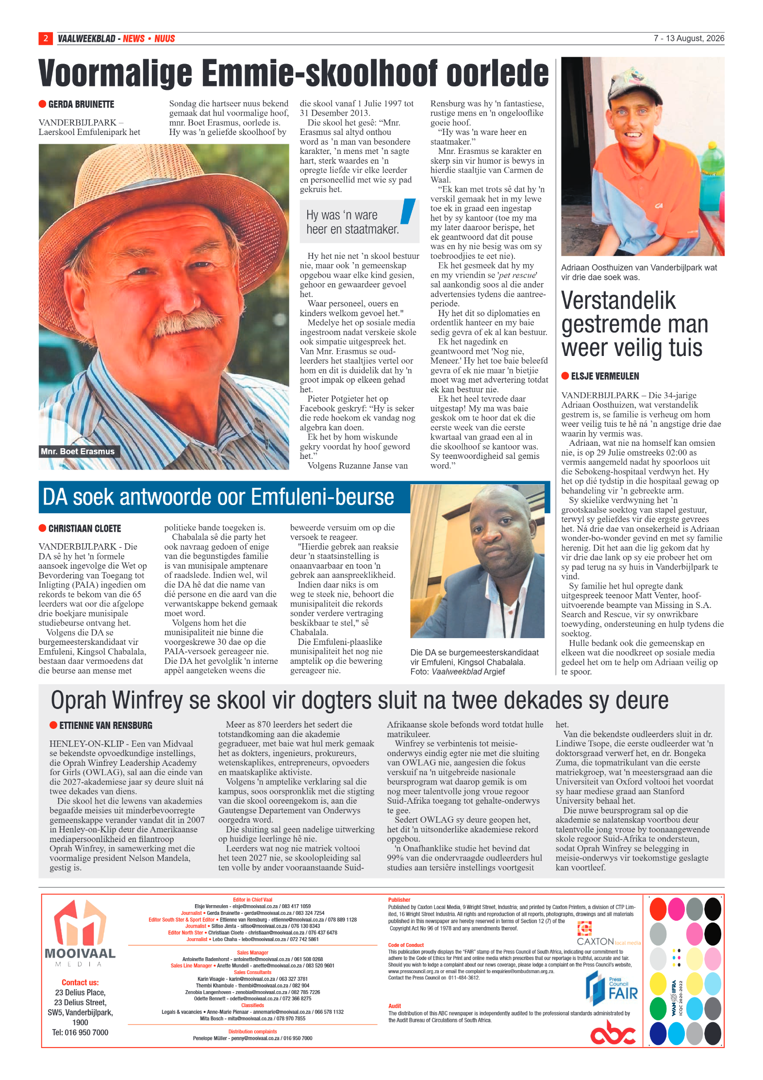 Vaalweekblad – 7 Augustus 2026 page 2