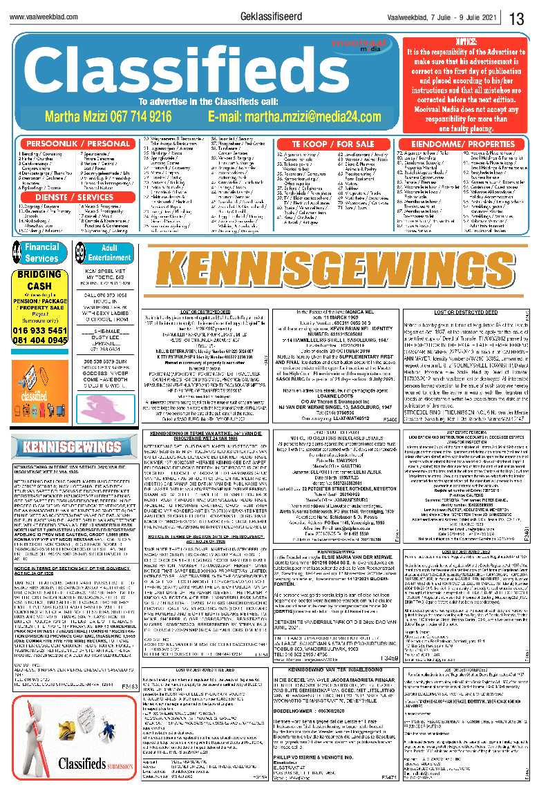 Vaalweekblad, 7 Julie – 9 Julie 2021 page 12