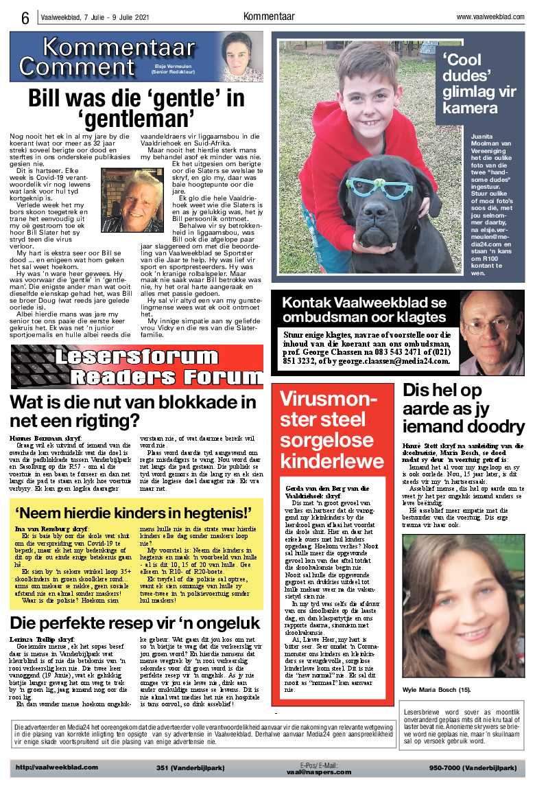 Vaalweekblad, 7 Julie – 9 Julie 2021 page 6