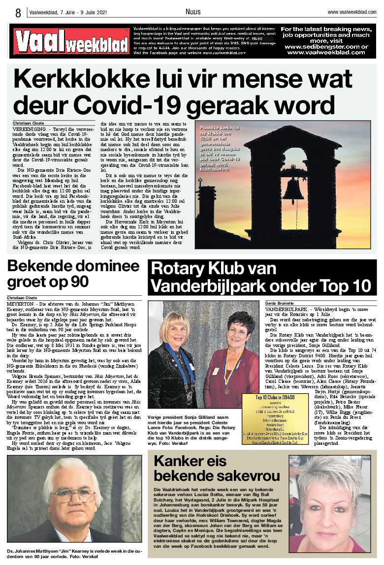 Vaalweekblad, 7 Julie – 9 Julie 2021 page 8