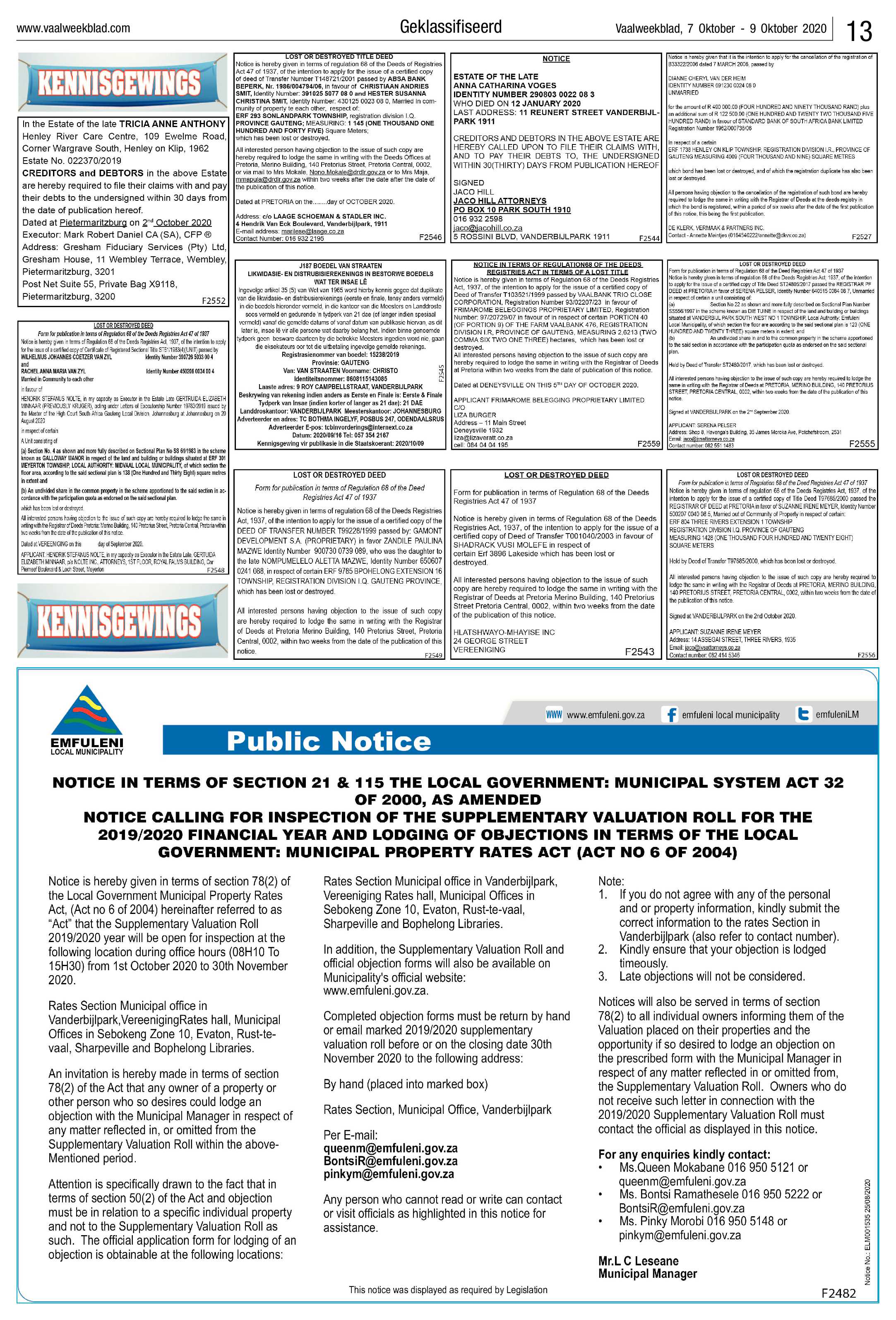 Vaalweekblad 7 Oktober – 9 Oktober 2020 page 13