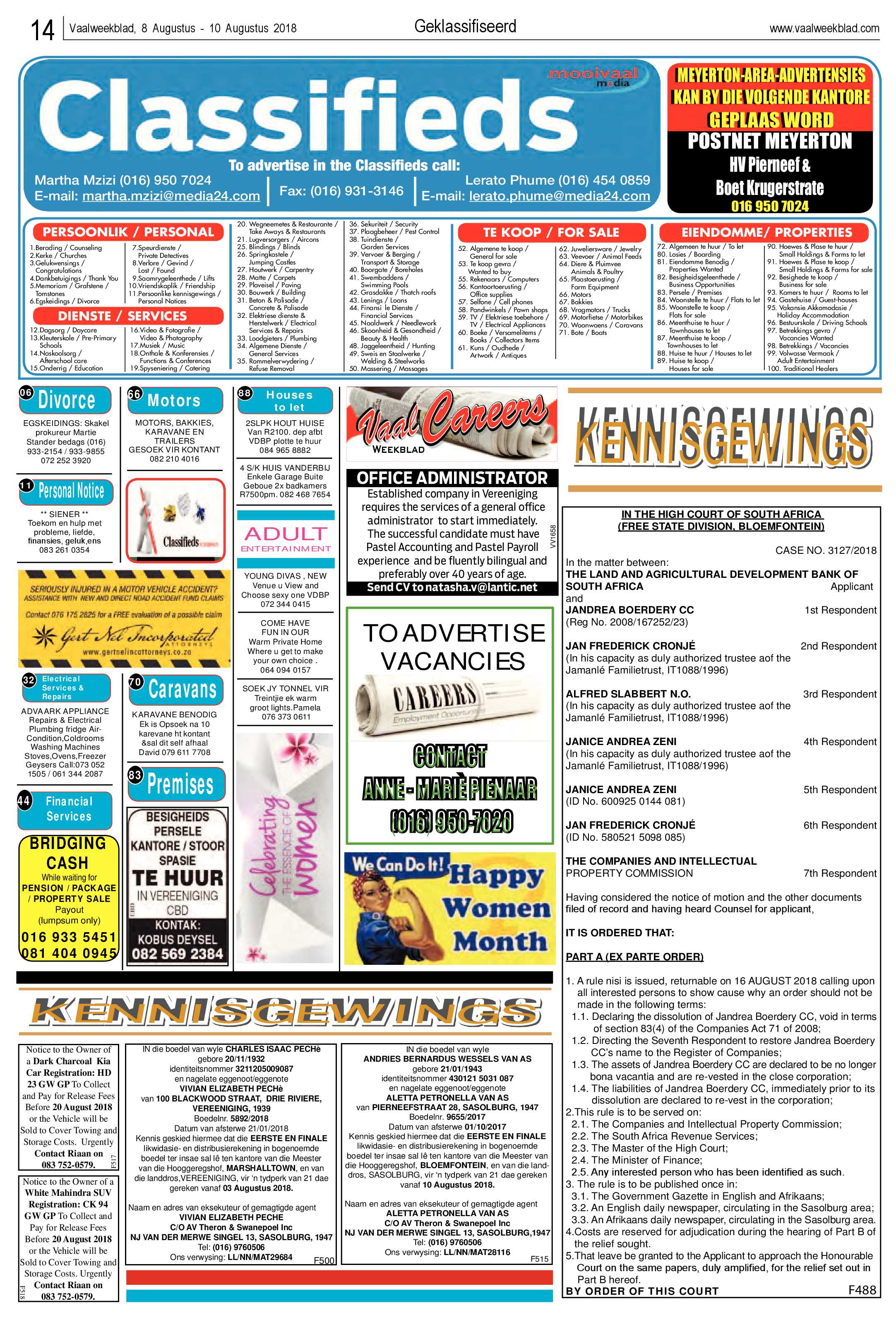 Vaalweekblad 8 – 10 Augustus 2018 page 14