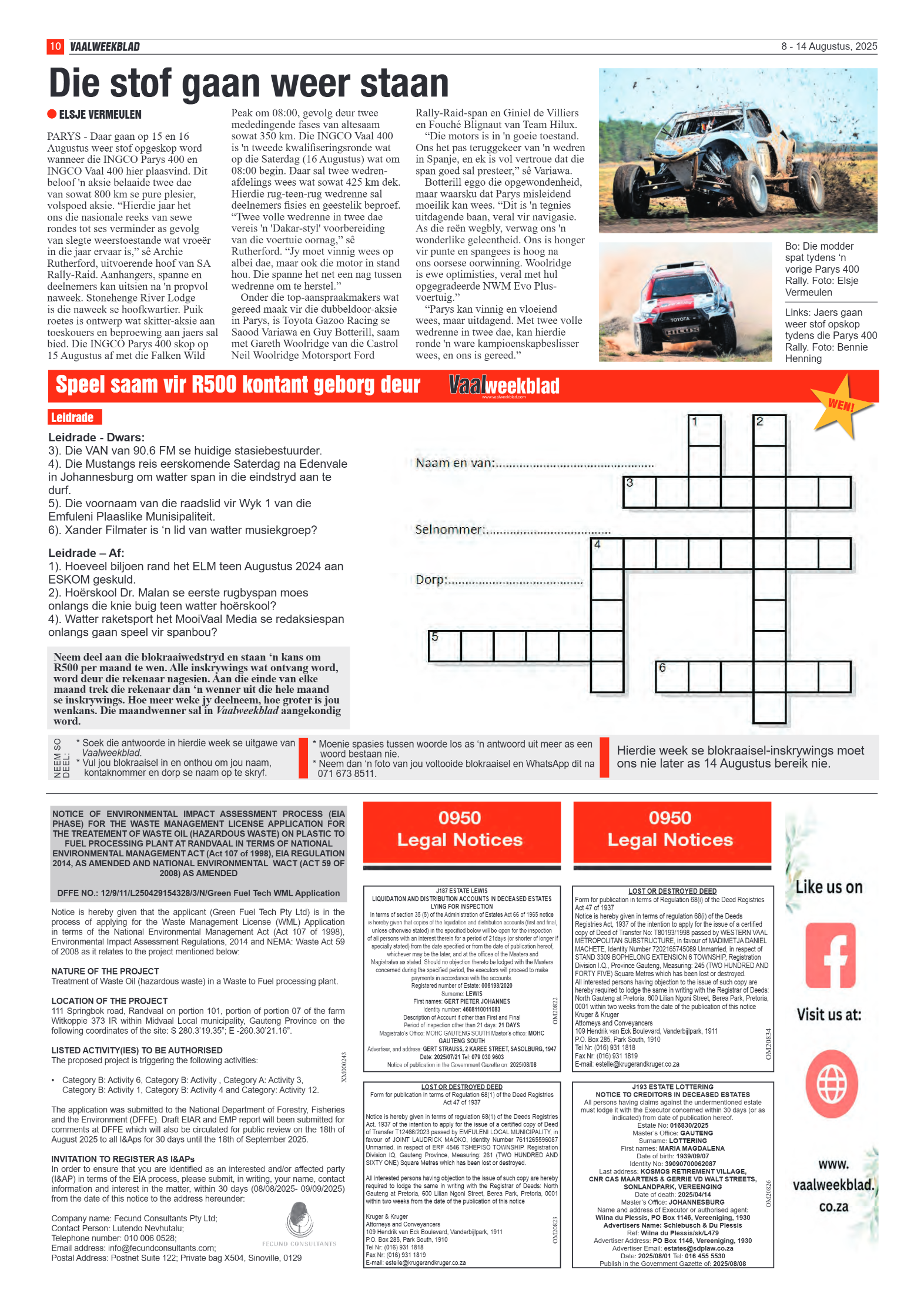 Vaalweekblad 8 – 14 Augustus, 2025 page 10