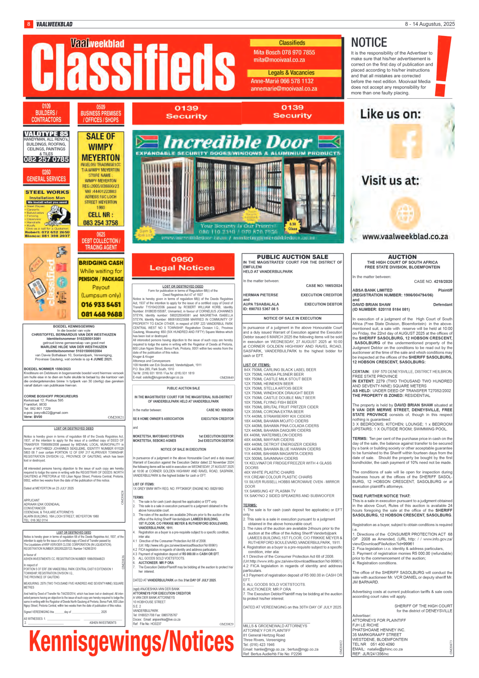 Vaalweekblad 8 – 14 Augustus, 2025 page 8
