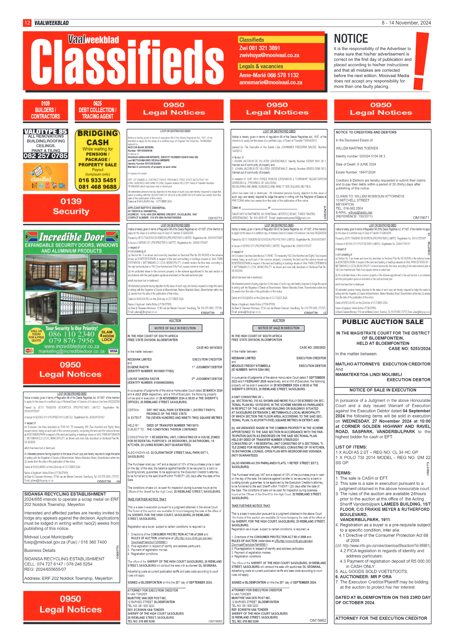 Vaalweekblad – 8 – 14 November, 2024 page 12