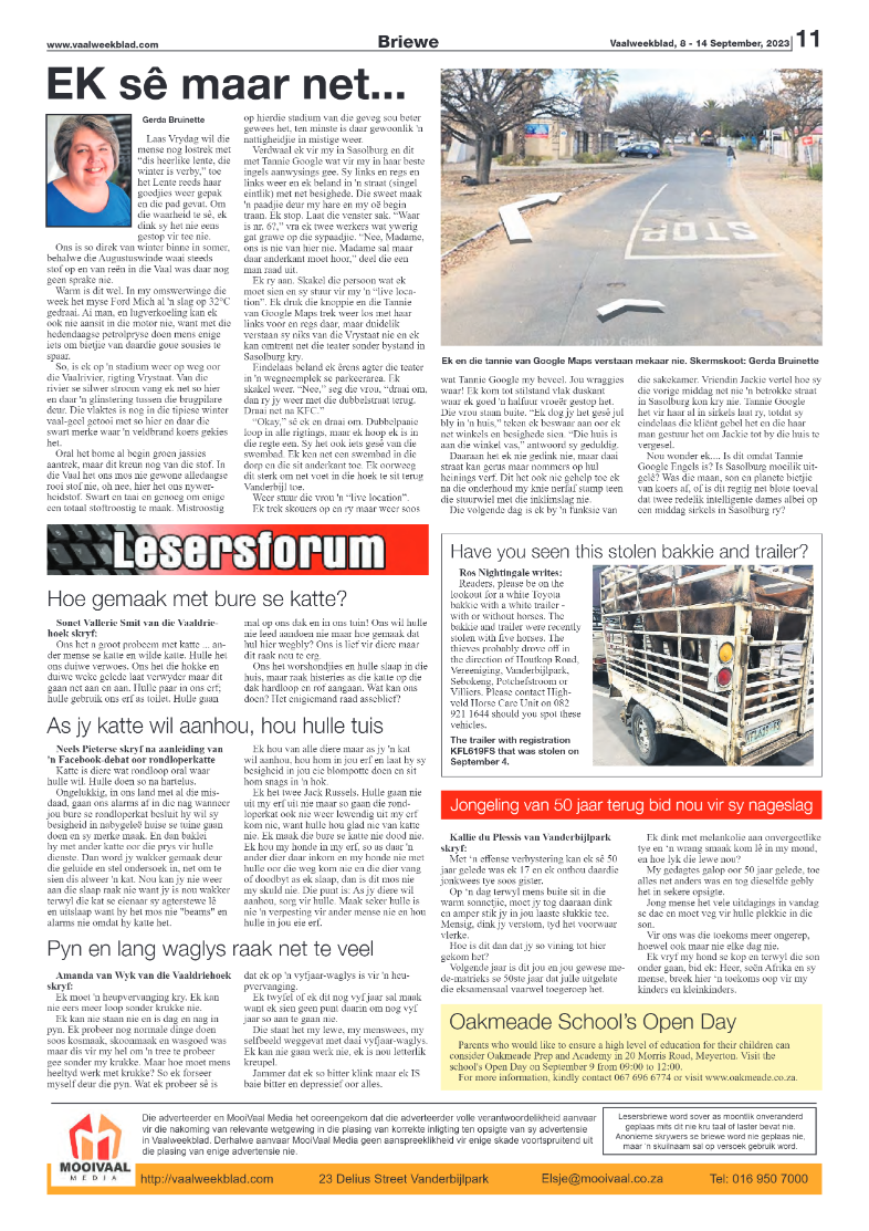 Vaalweekblad, 8 – 14 September, 2023 page 11