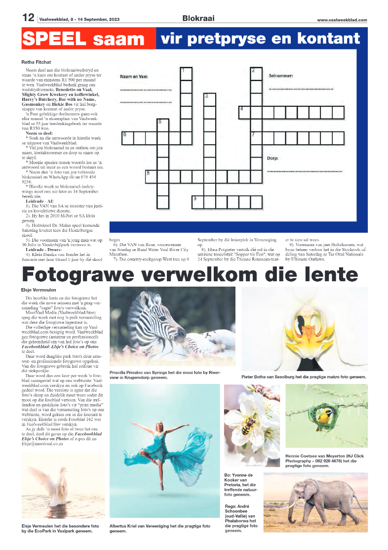Vaalweekblad, 8 – 14 September, 2023 page 12