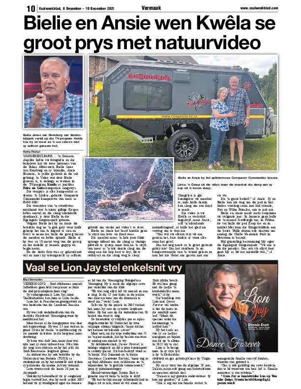 Vaalweekblad, 8 Desember – 10 Desember 2021 page 10