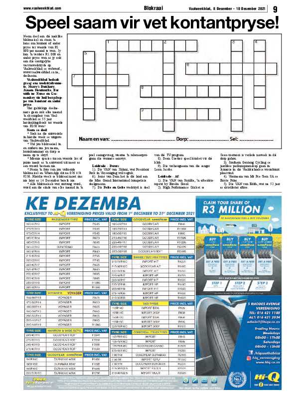 Vaalweekblad, 8 Desember – 10 Desember 2021 page 9