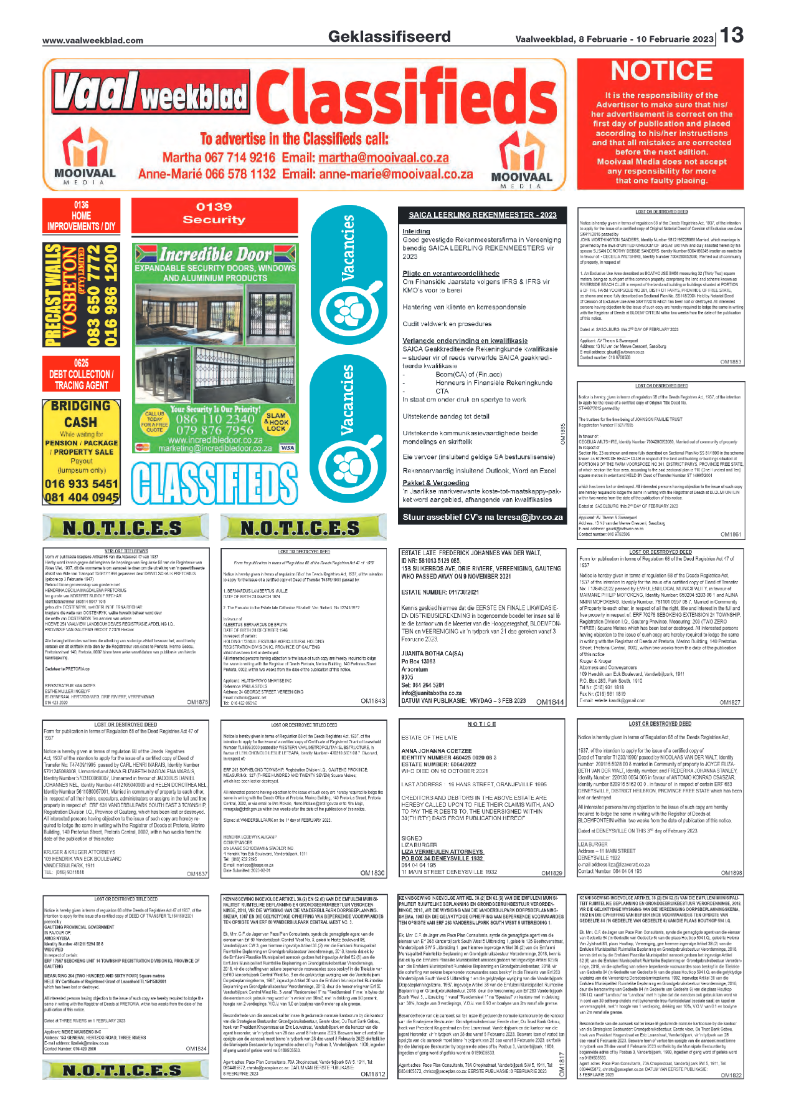 Vaalweekblad, 8 Februarie – 10 Februarie 2023 page 13