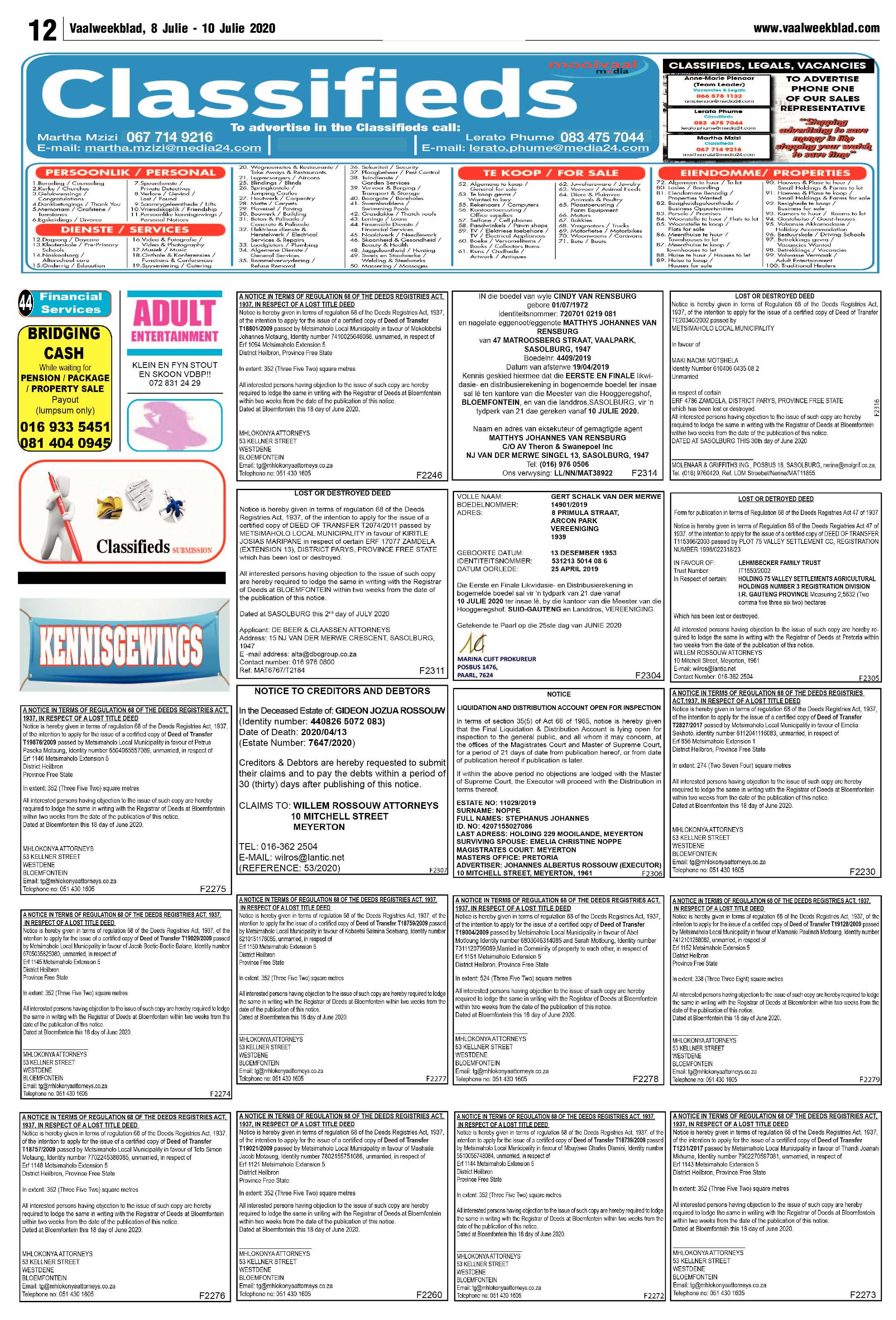 Vaalweekblad 8 Julie – 10 Julie 2020 page 12