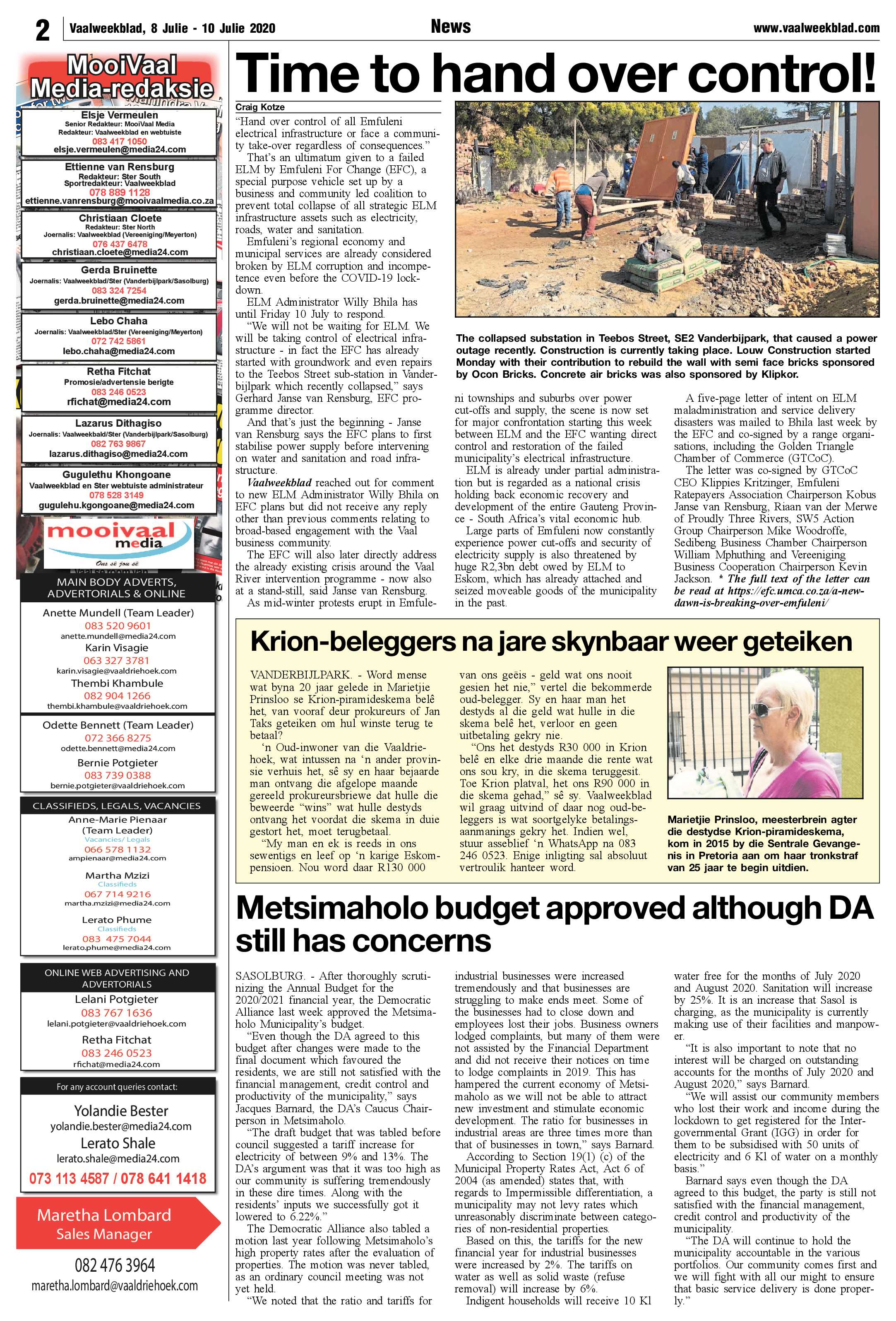 Vaalweekblad 8 Julie – 10 Julie 2020 page 2