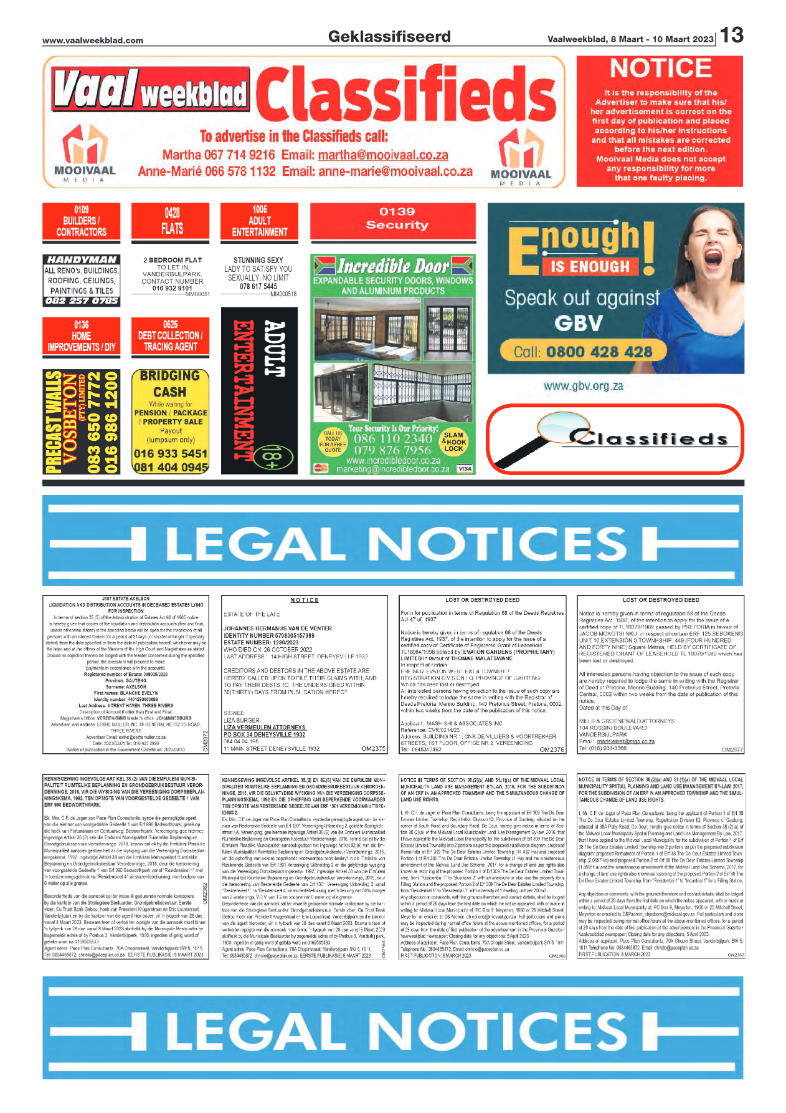 Vaalweekblad, 8 Maart – 10 Maart 2023 page 13