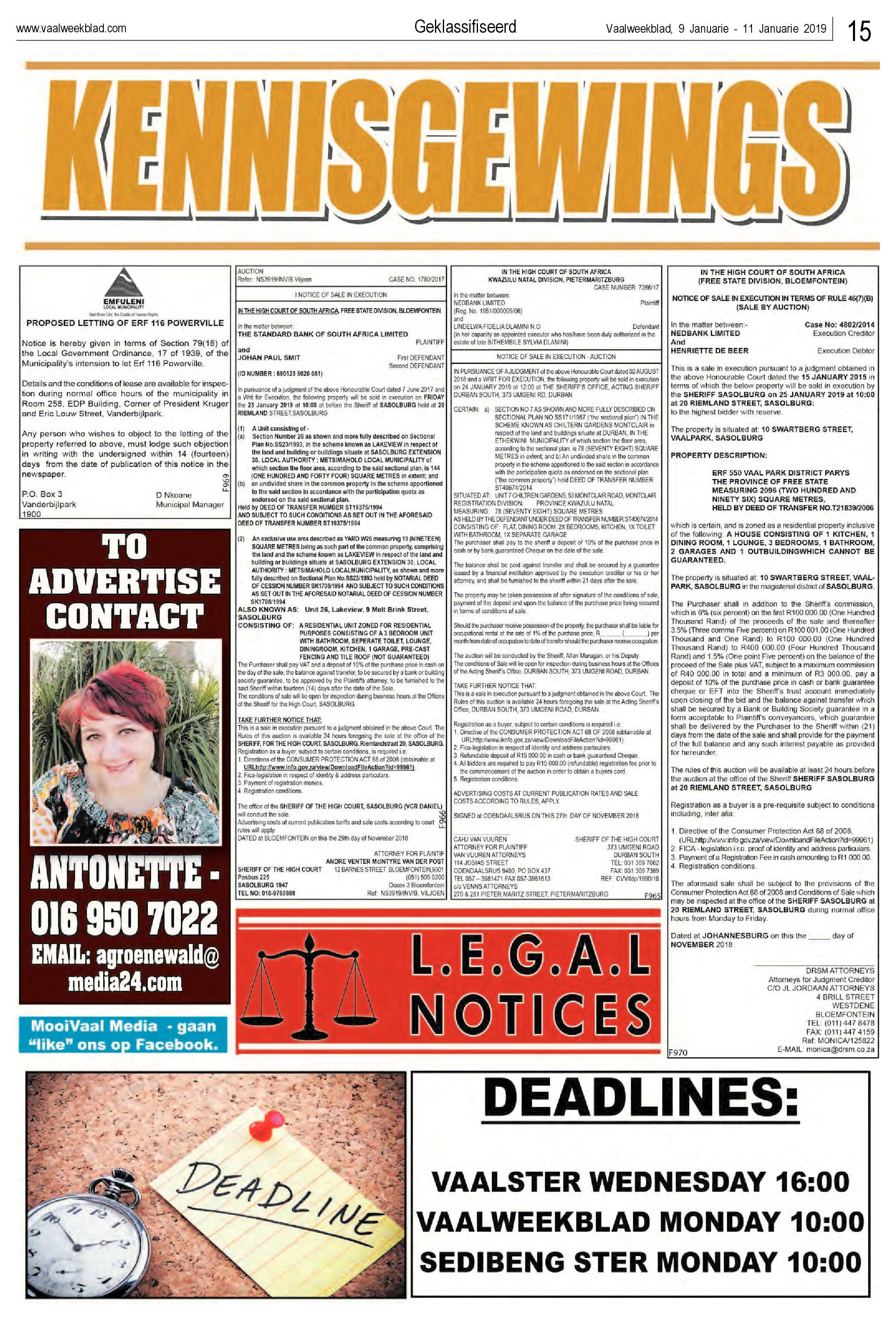 Vaalweekblad 9 – 11 Januarie 2019 page 15