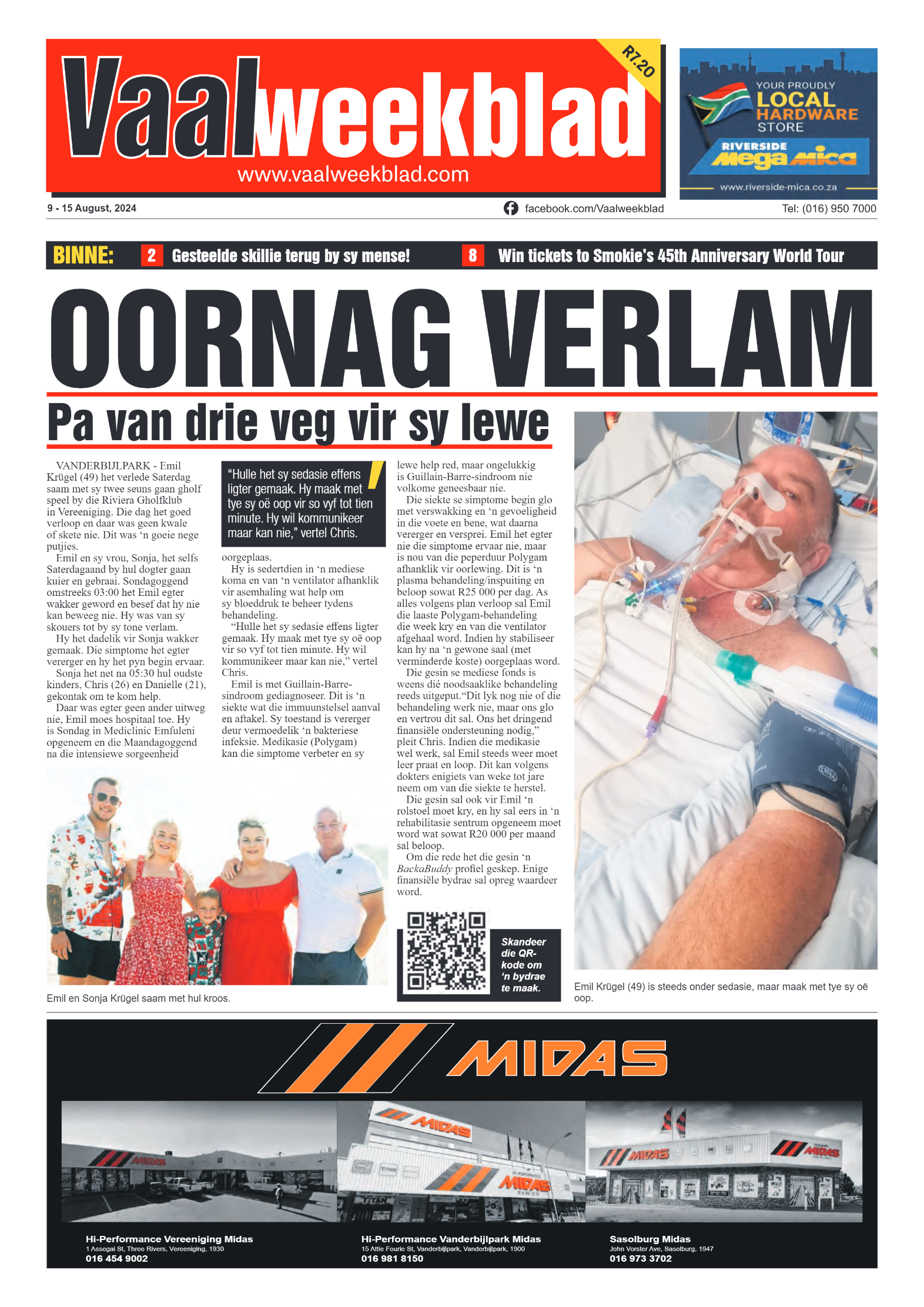 Vaalweekblad 9 – 15 August, 2024 page 1