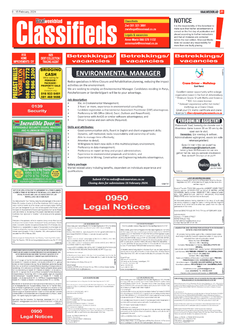 Vaalweekblad 9 – 15 February, 2024 page 21