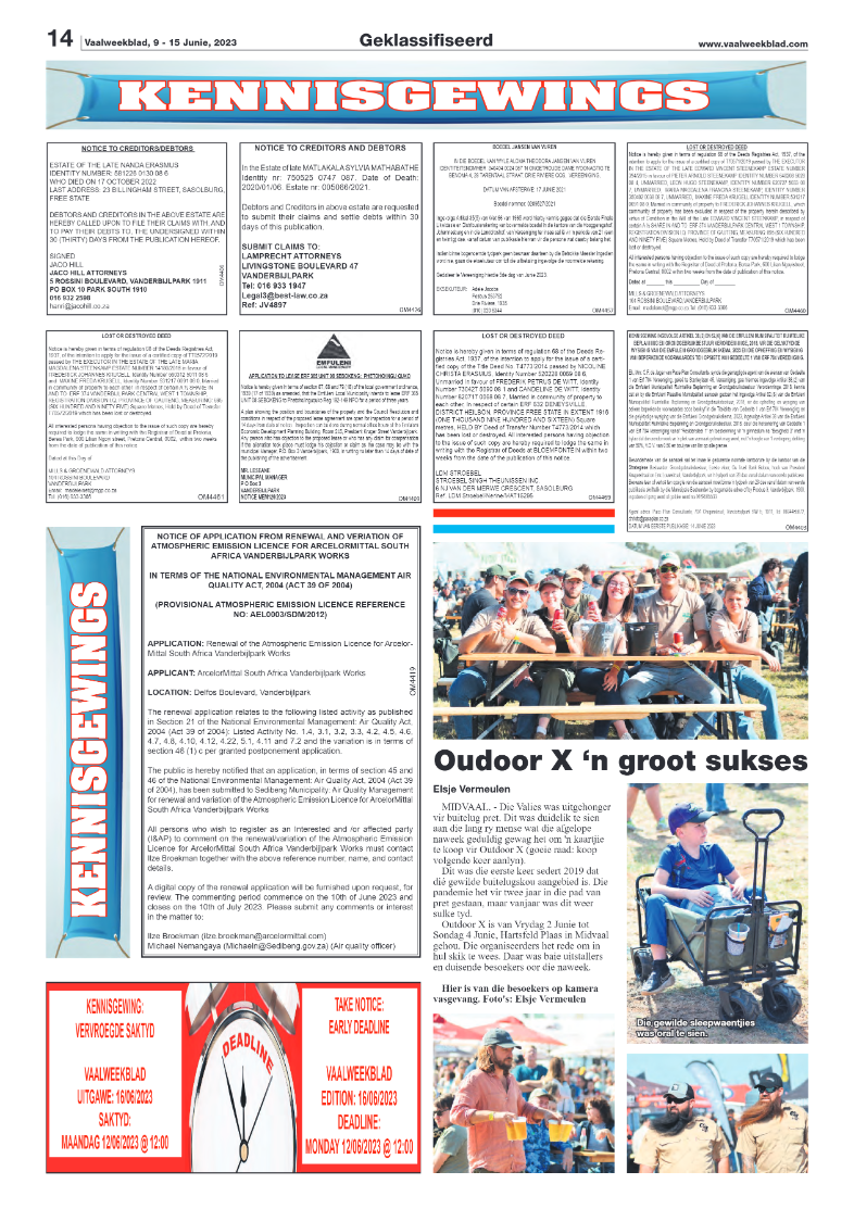 Vaalweekblad, 9 – 15 Junie, 2023 page 14