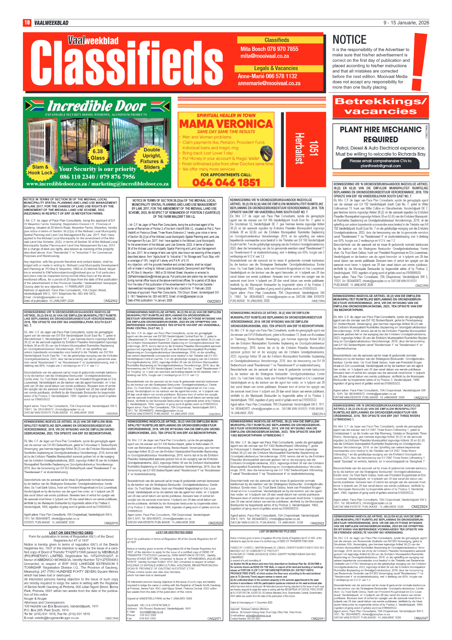 Vaalweekblad 9 January 2026 page 10