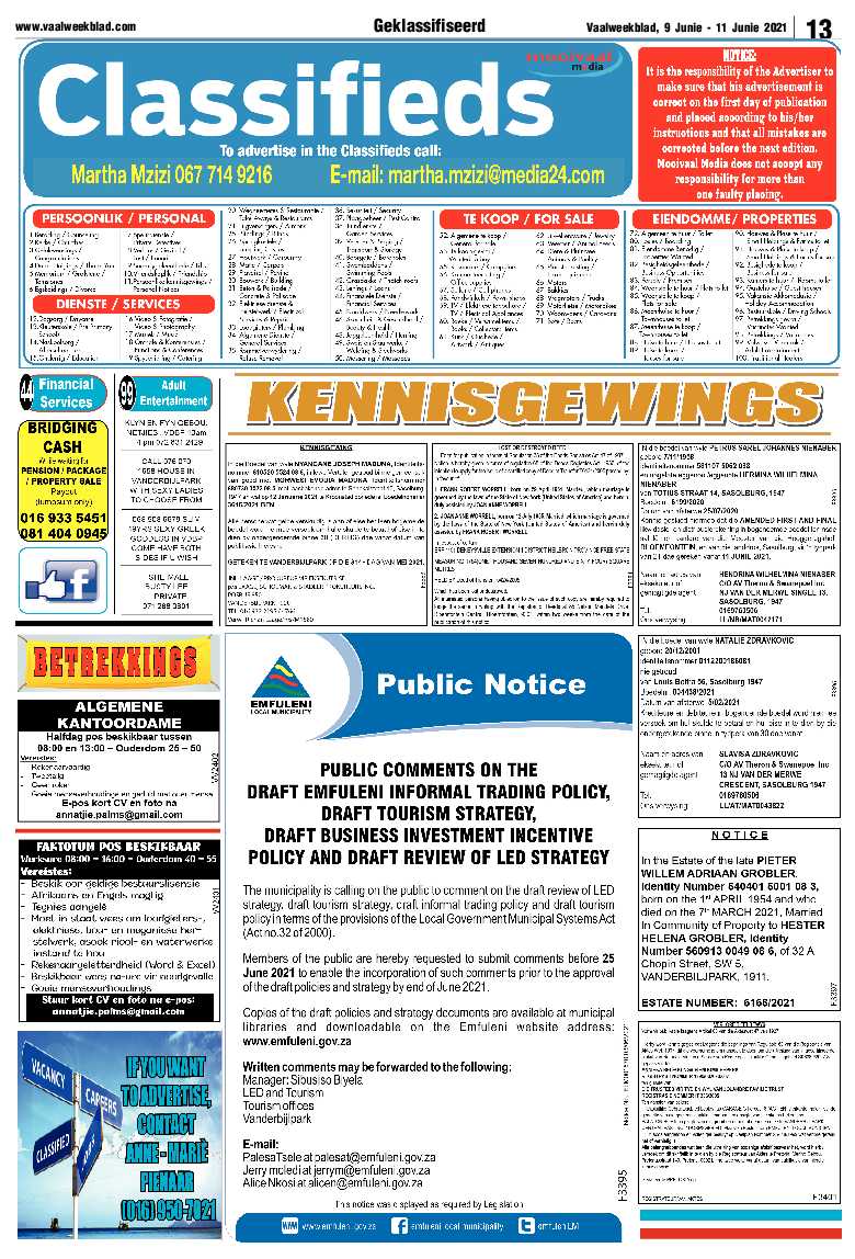 Vaalweekblad, 9 Junie – 11 Junie 2021 page 13