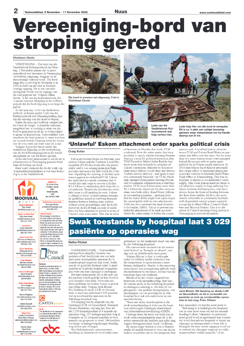 Vaalweekblad, 9 November – 11 November 2022 page 2