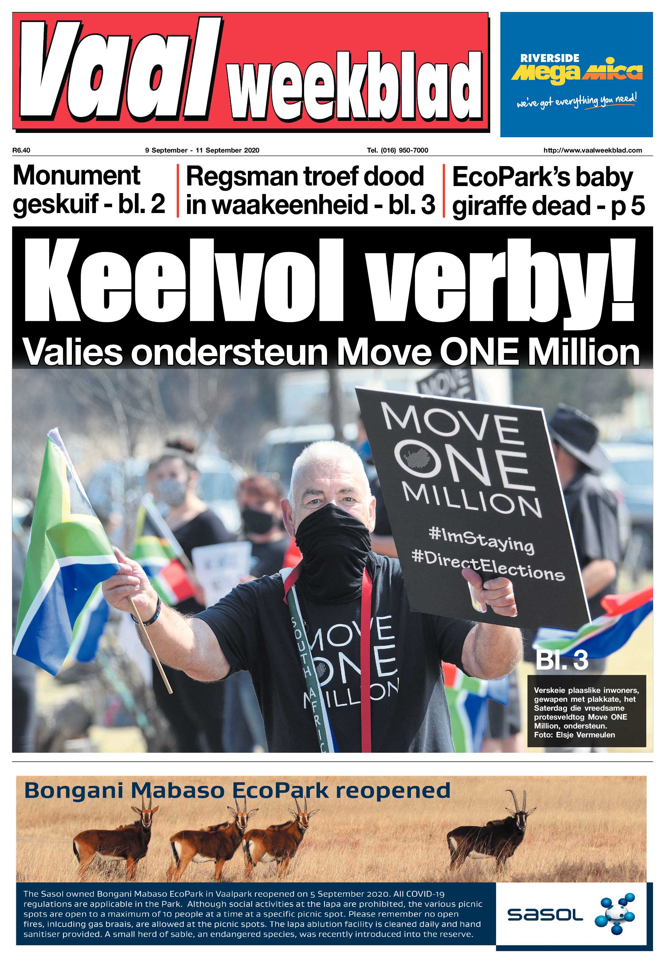 Vaalweekblad, 9 September – 11 September 2020 page 1