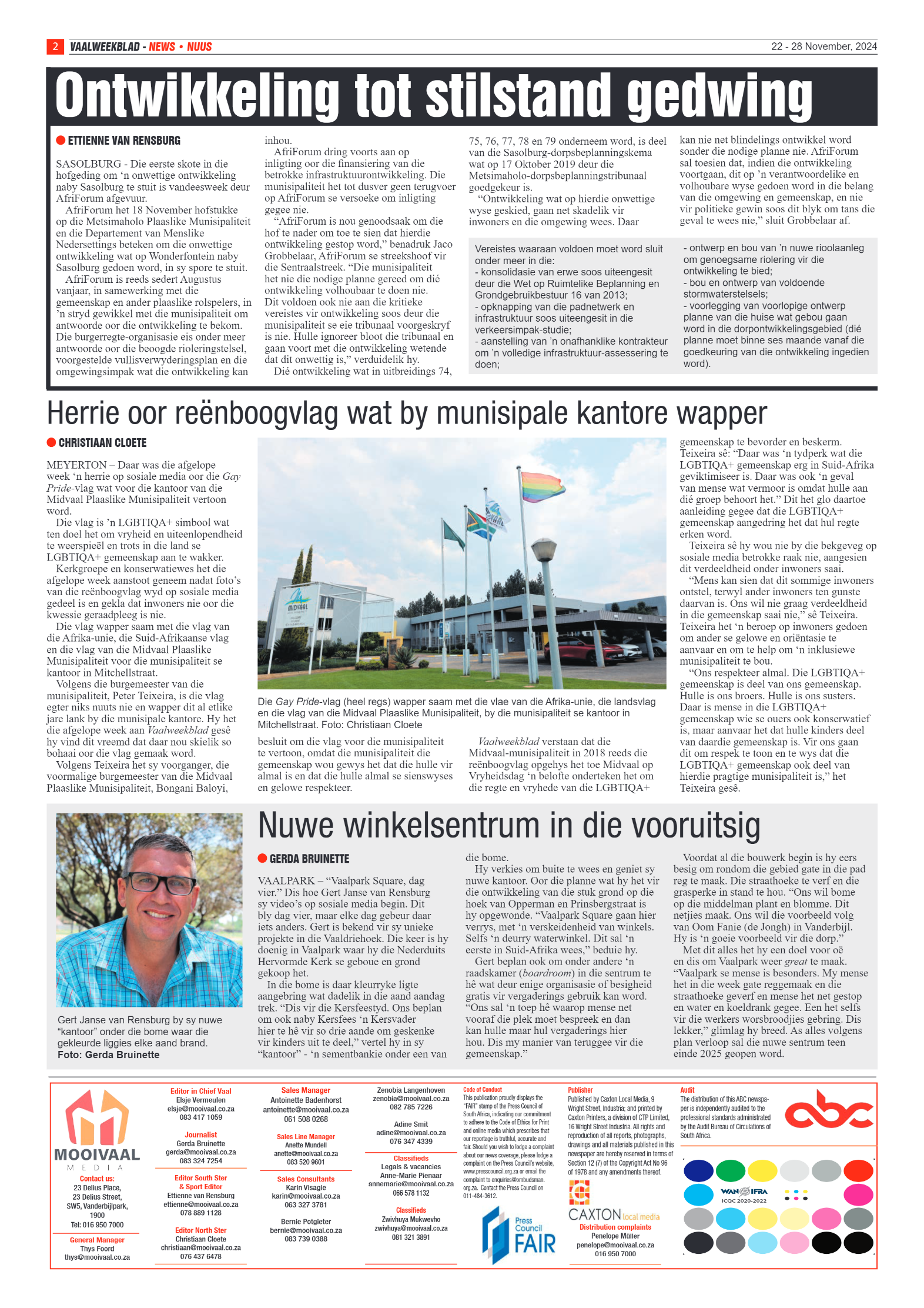 Vaalweekblad – 22 – 28 November, 2024 page 2