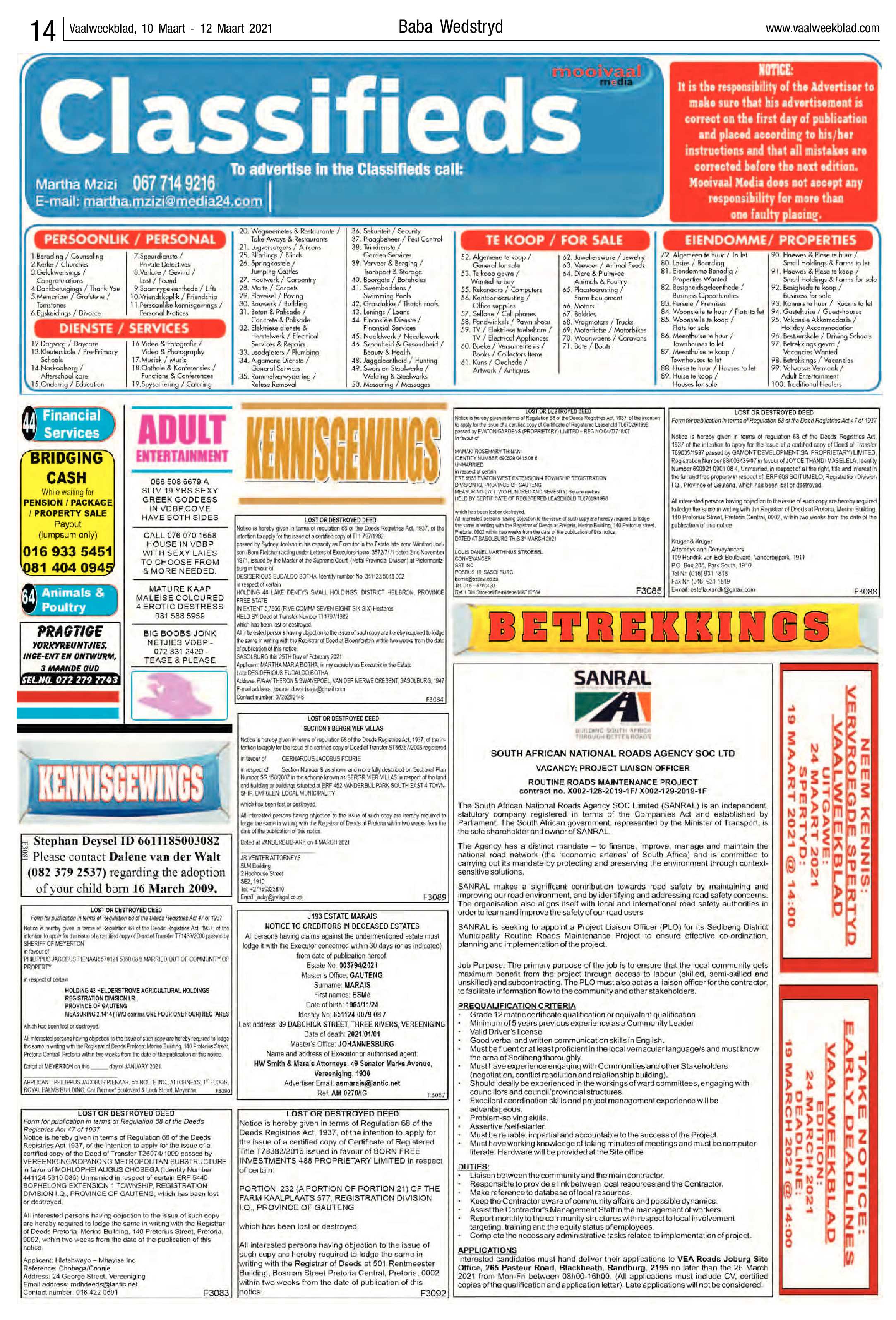 Vaalweekblad, 10 Maart – 12 Maart 2021 page 14