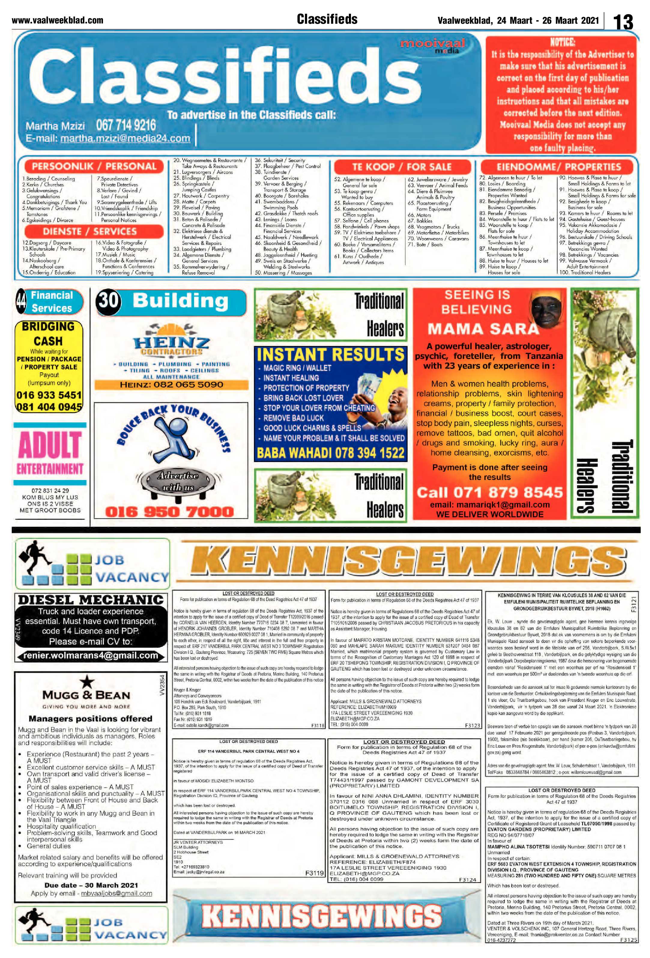 Vaalweekblad, 24 Maart – 26 Maart 2021 page 13