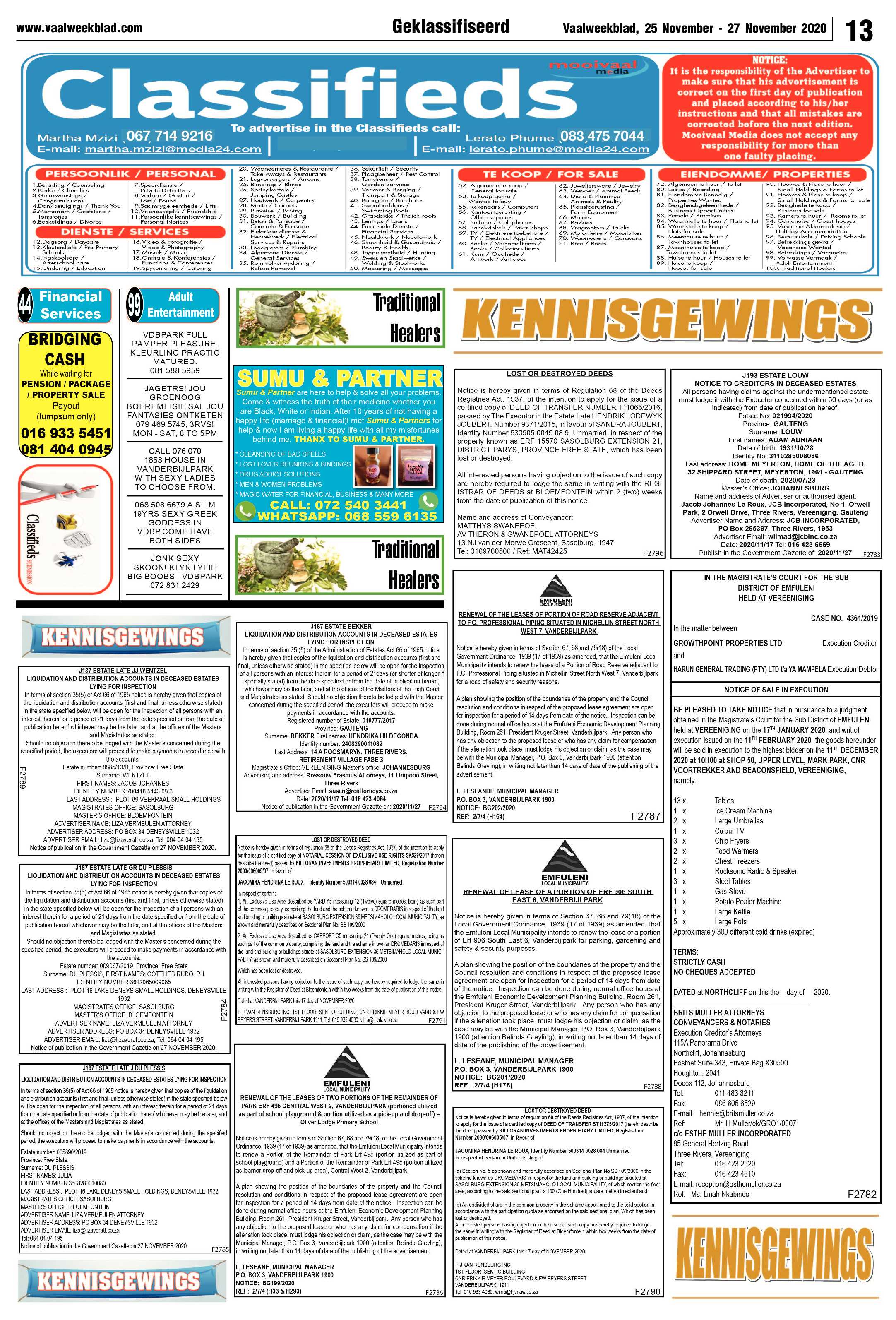 Vaalweekblad, 25 November – 27 November 2020 page 13