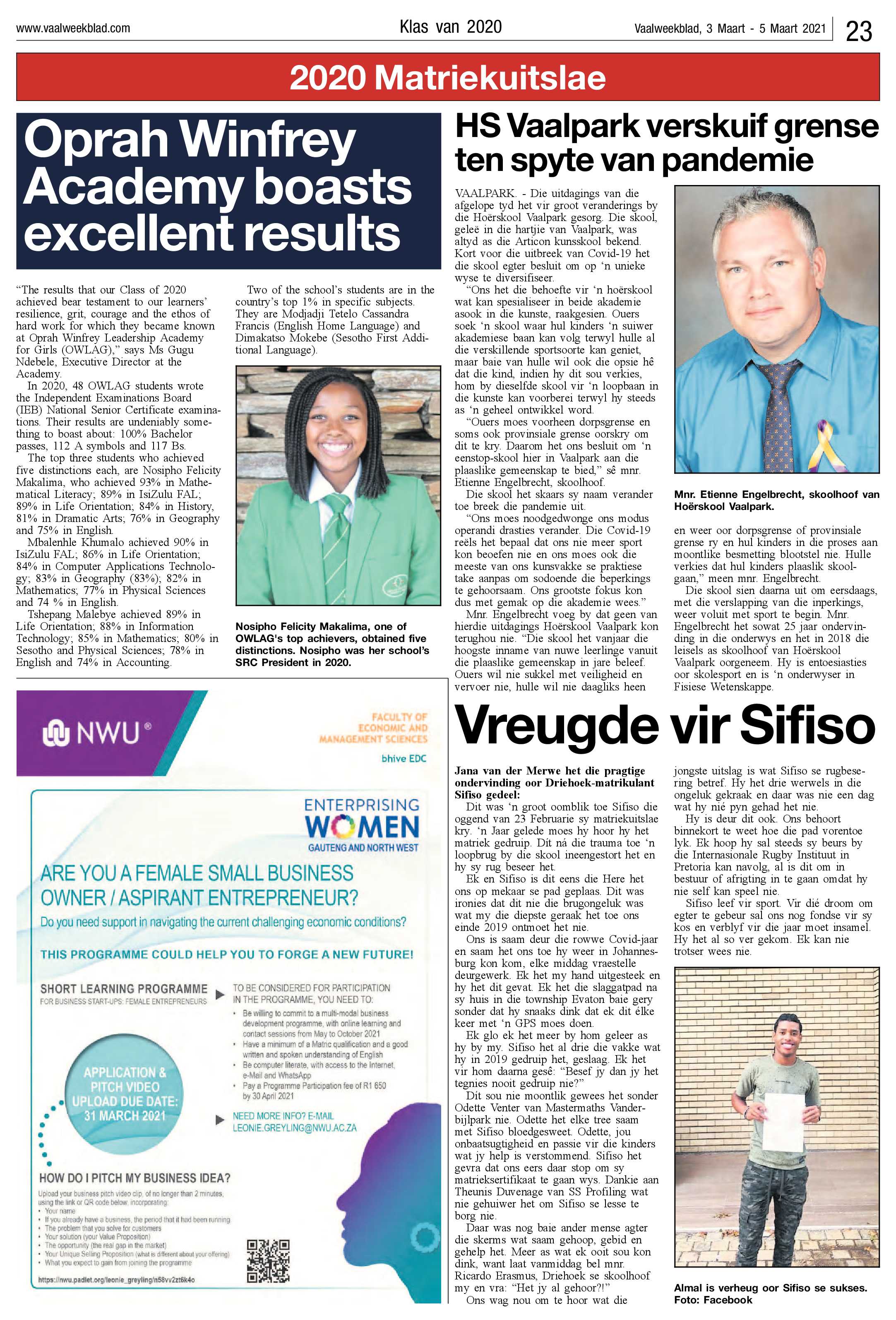 Vaalweekblad, 3 Maart – 5 Maart 2021 page 23