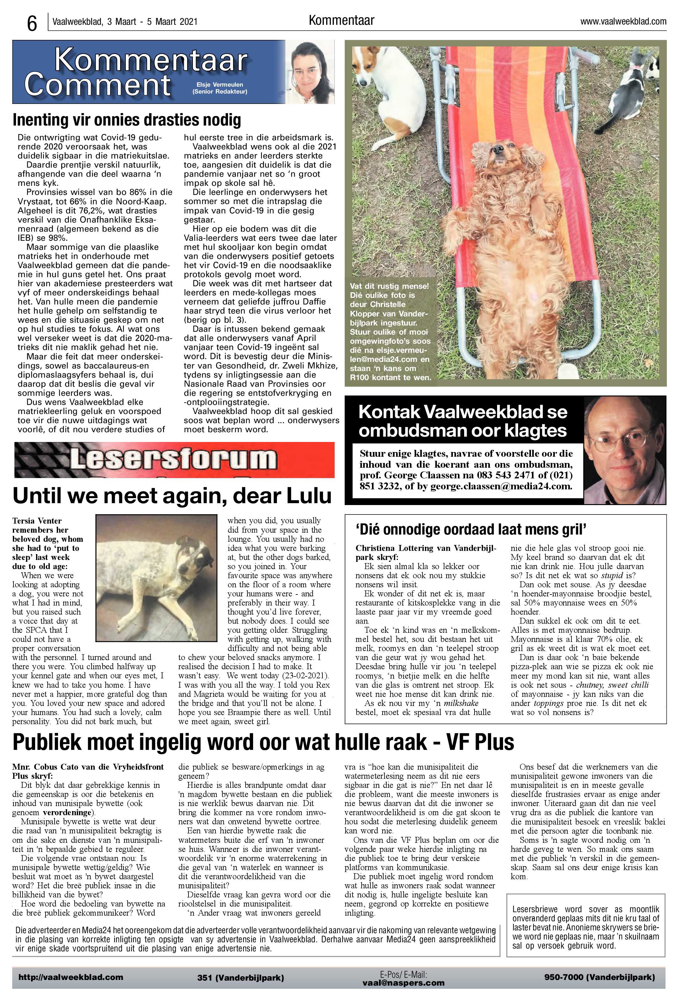 Vaalweekblad, 3 Maart – 5 Maart 2021 page 6