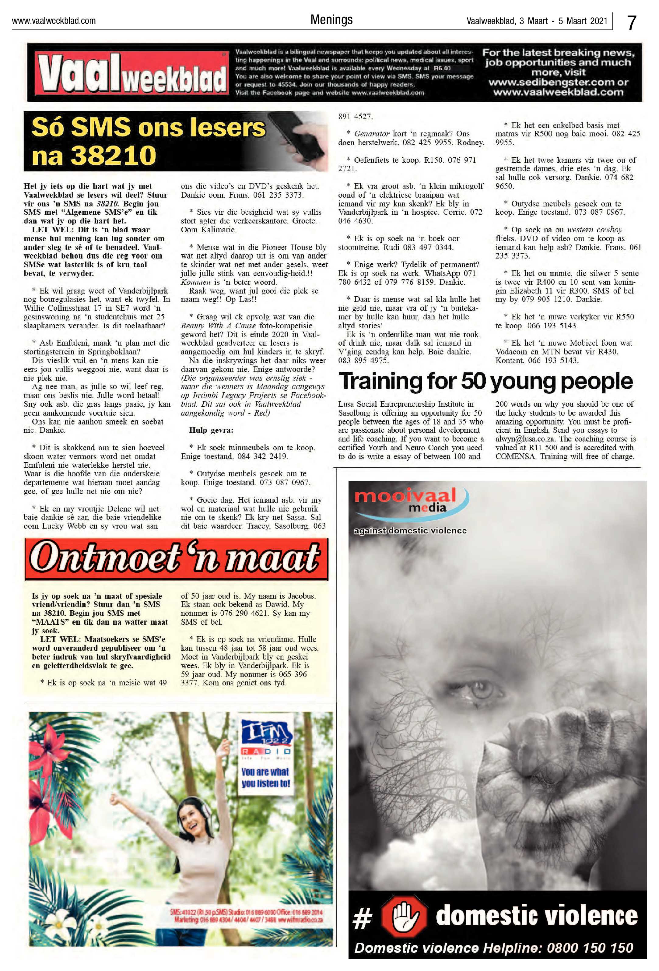 Vaalweekblad, 3 Maart – 5 Maart 2021 page 7
