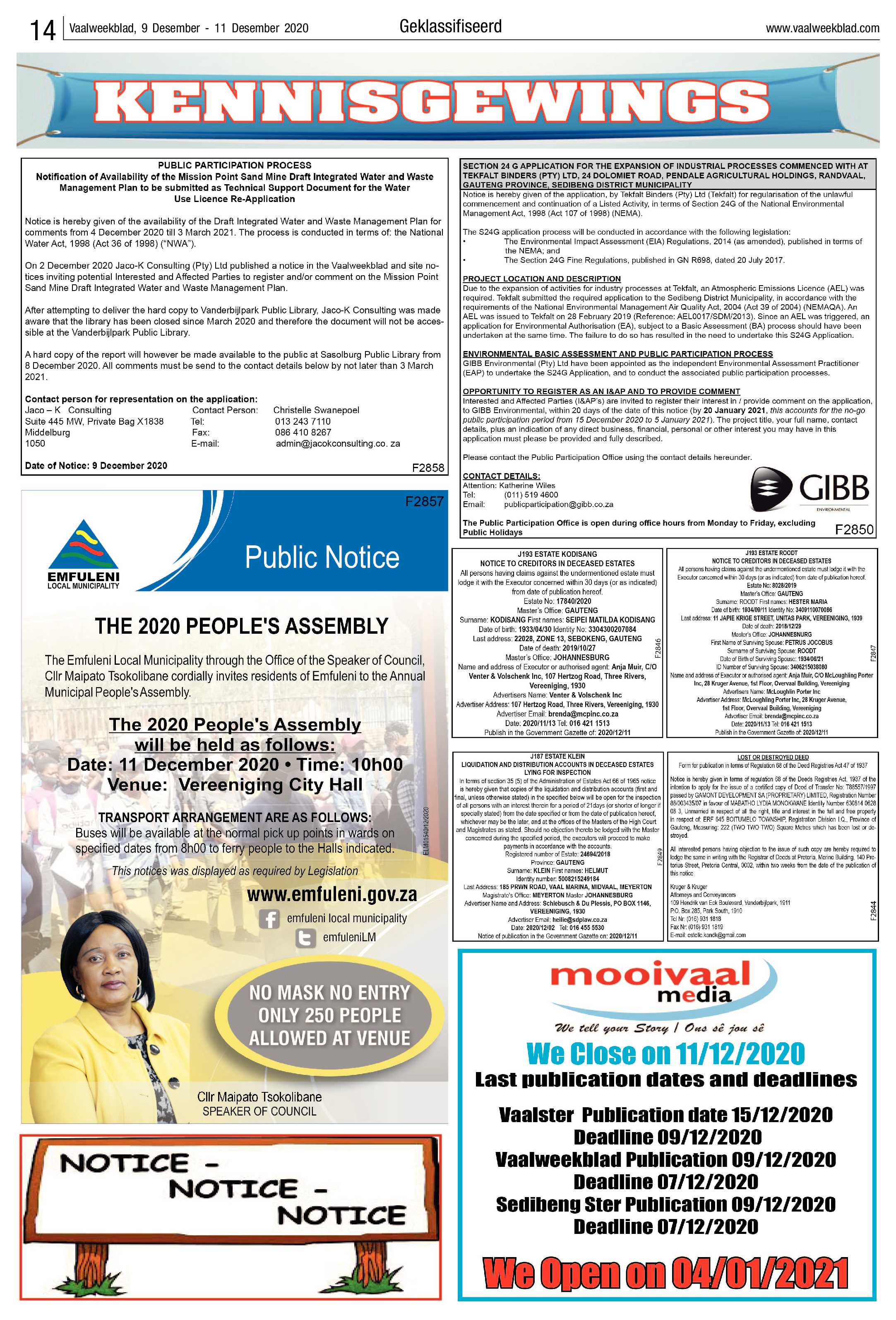 Vaalweekblad 9 Desember – 11 Desember 2020 page 14
