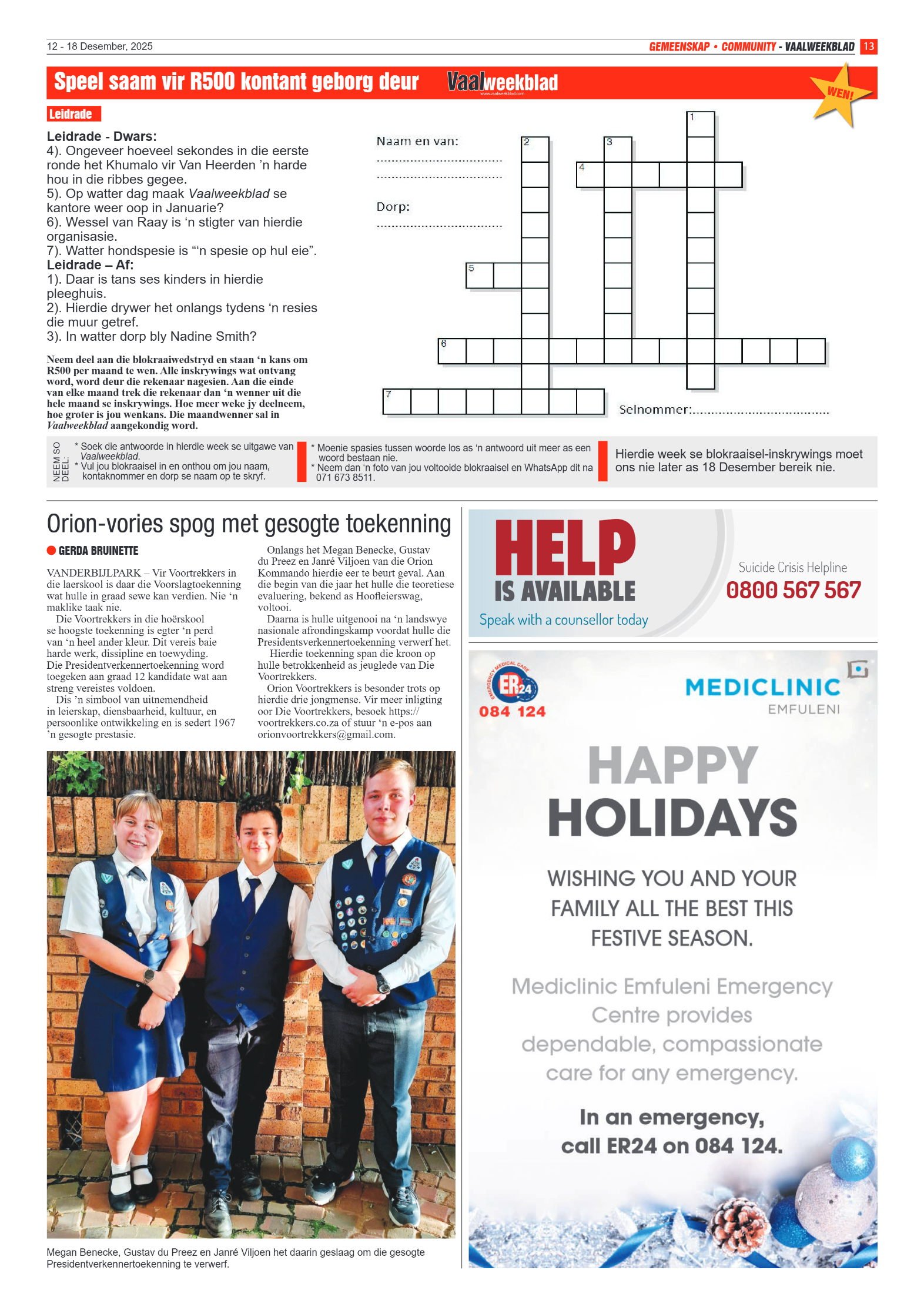 Vaalweekblad 12 December 2025 page 13