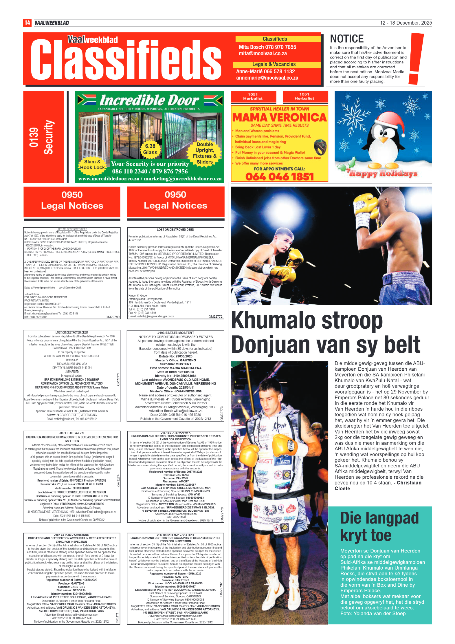 Vaalweekblad 12 December 2025 page 14