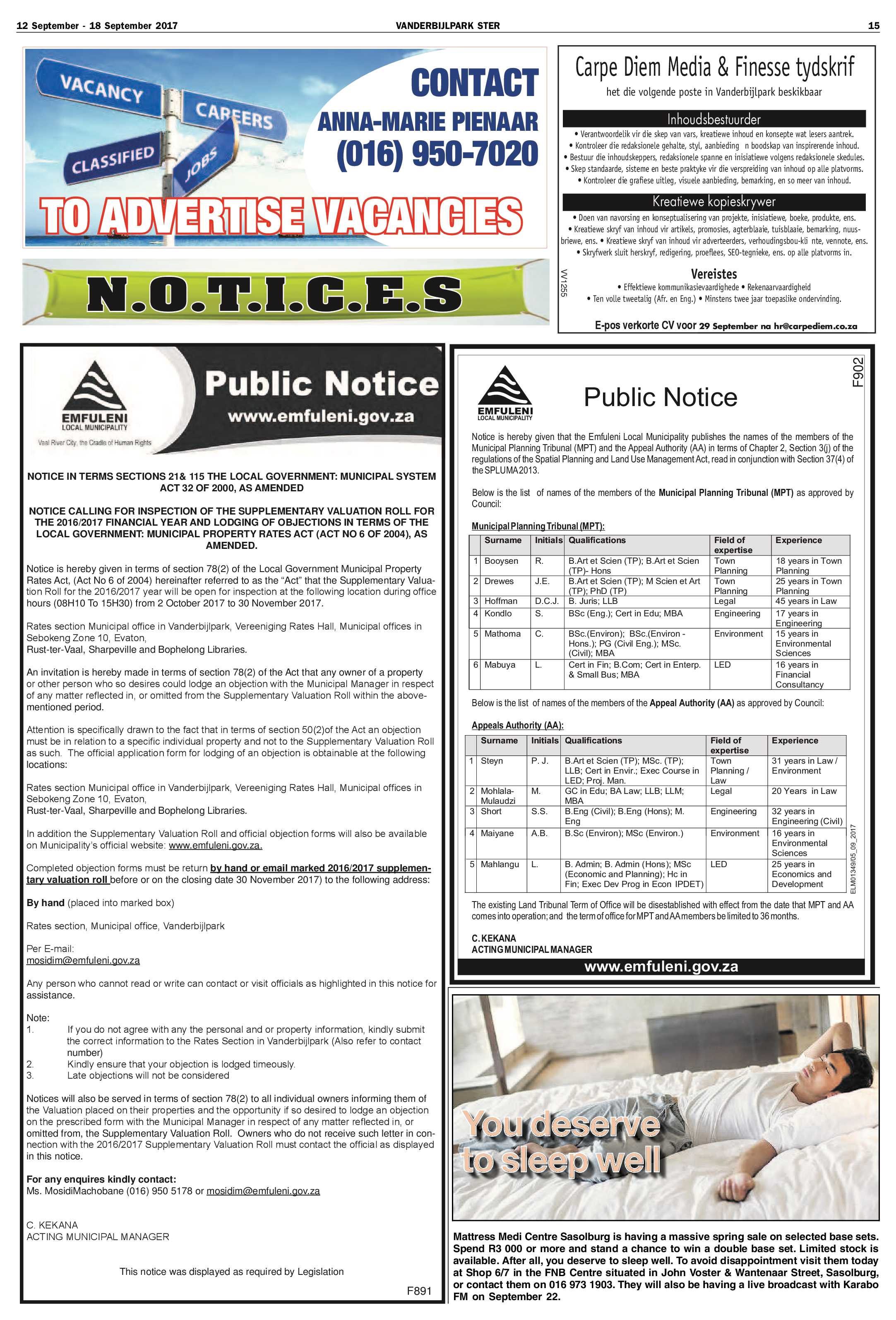 Vanderbijlpark Ster 12 – 18 September 2017 page 15