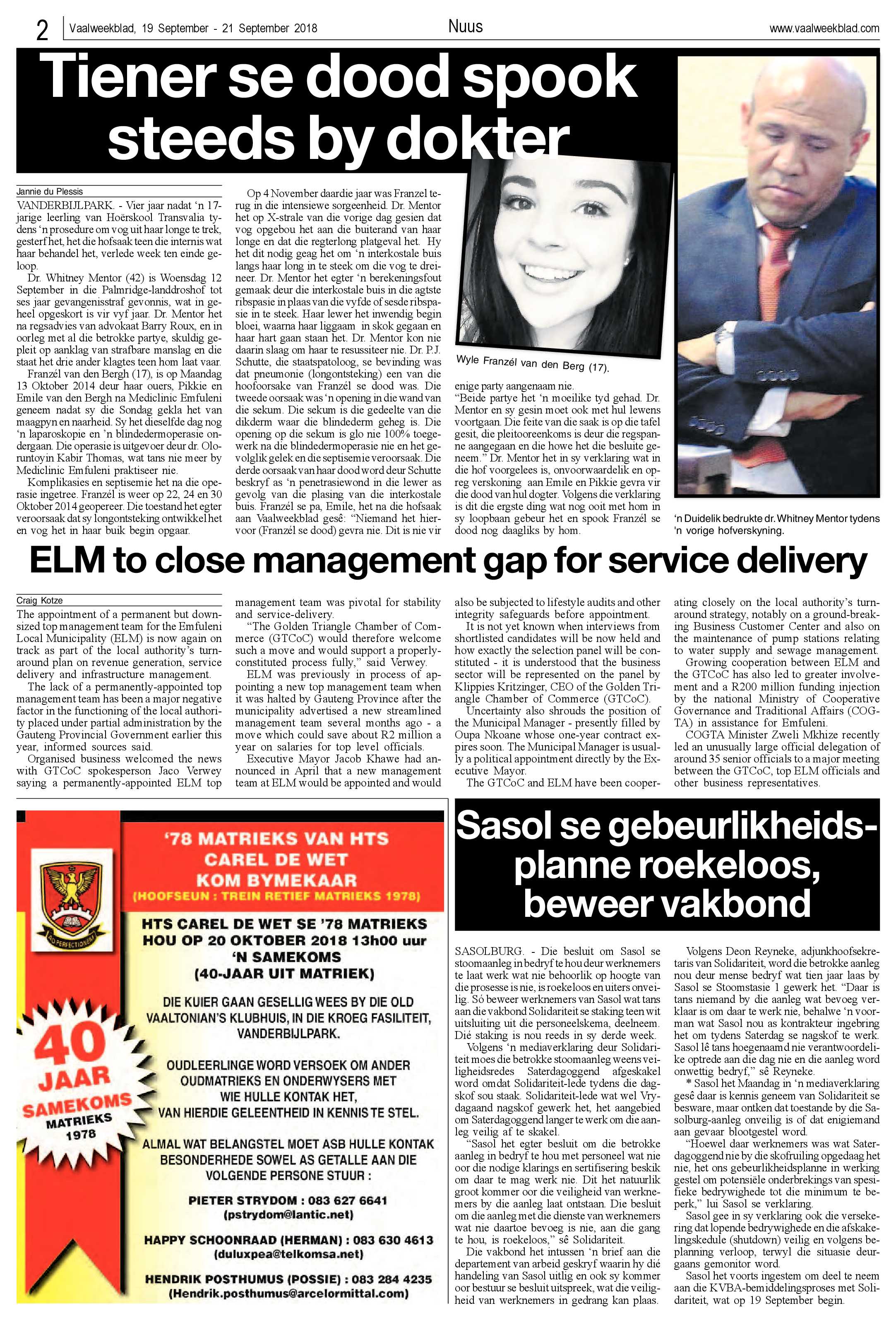 Vanderbijlpark Ster 18 – 24 September 2018 page 2