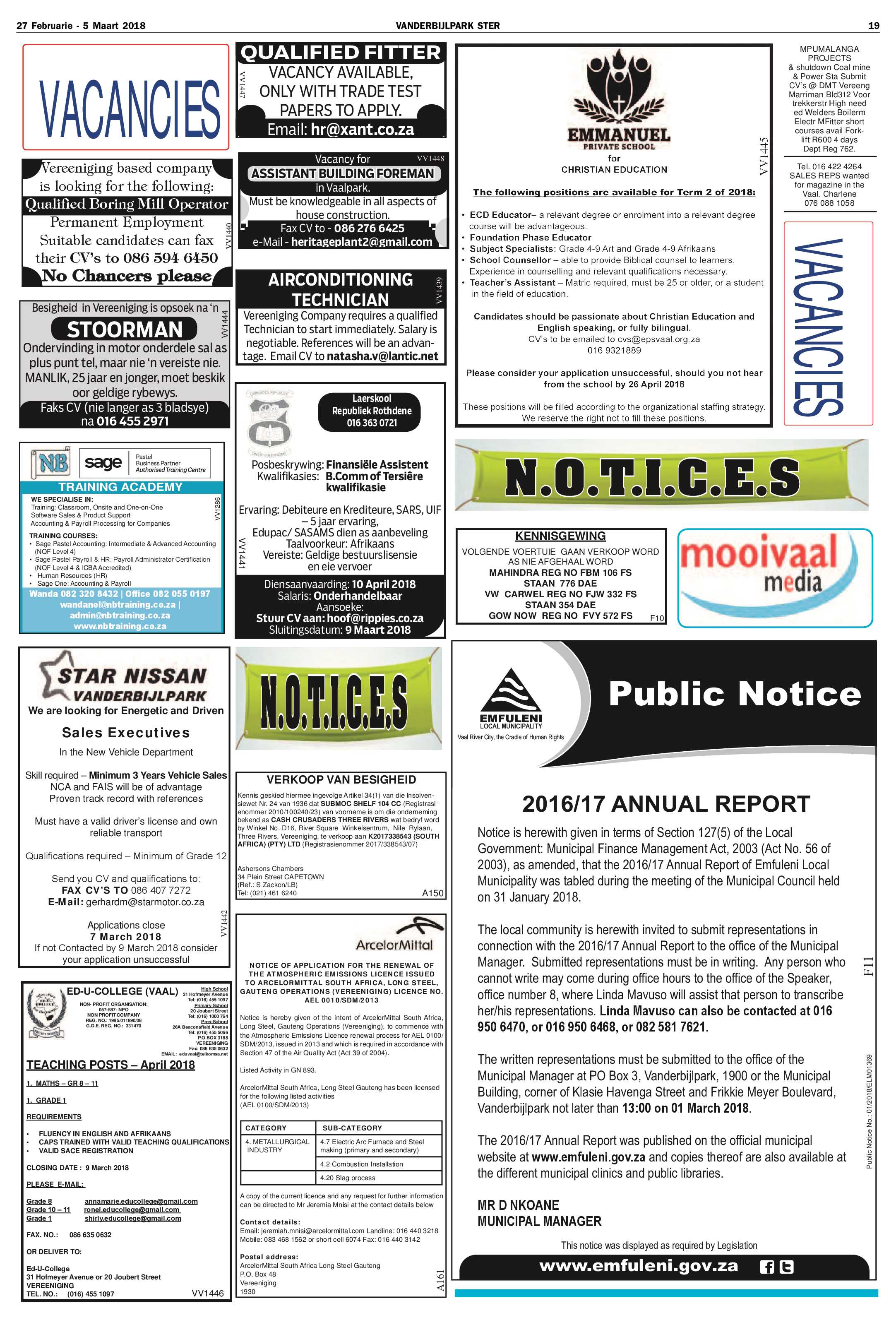 Vanderbijlpark Ster 27 Maart – 5 Februarie 2018 page 19